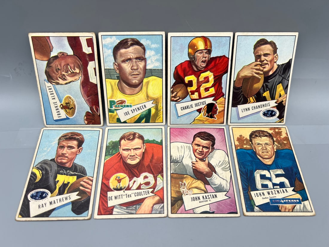 Lot Of (8) - 1952 Bowman Small Football W/ Justice (1 of 2)