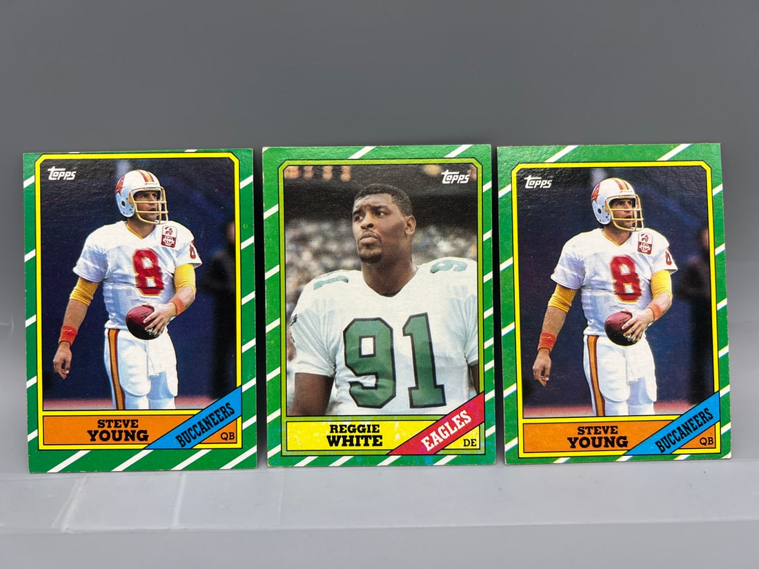 (3) 1986 Topps Rookies - (2) Steve Young & (1) Reggie White (1 of 2)