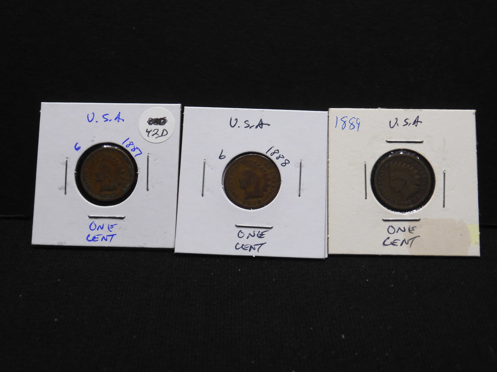 1887, 1888, 1889 Indian Head Pennies - Better Pre-1900 Dates!: 1887, 1888, 1889 Indian Head Pennies - Better Pre-1900 Dates!