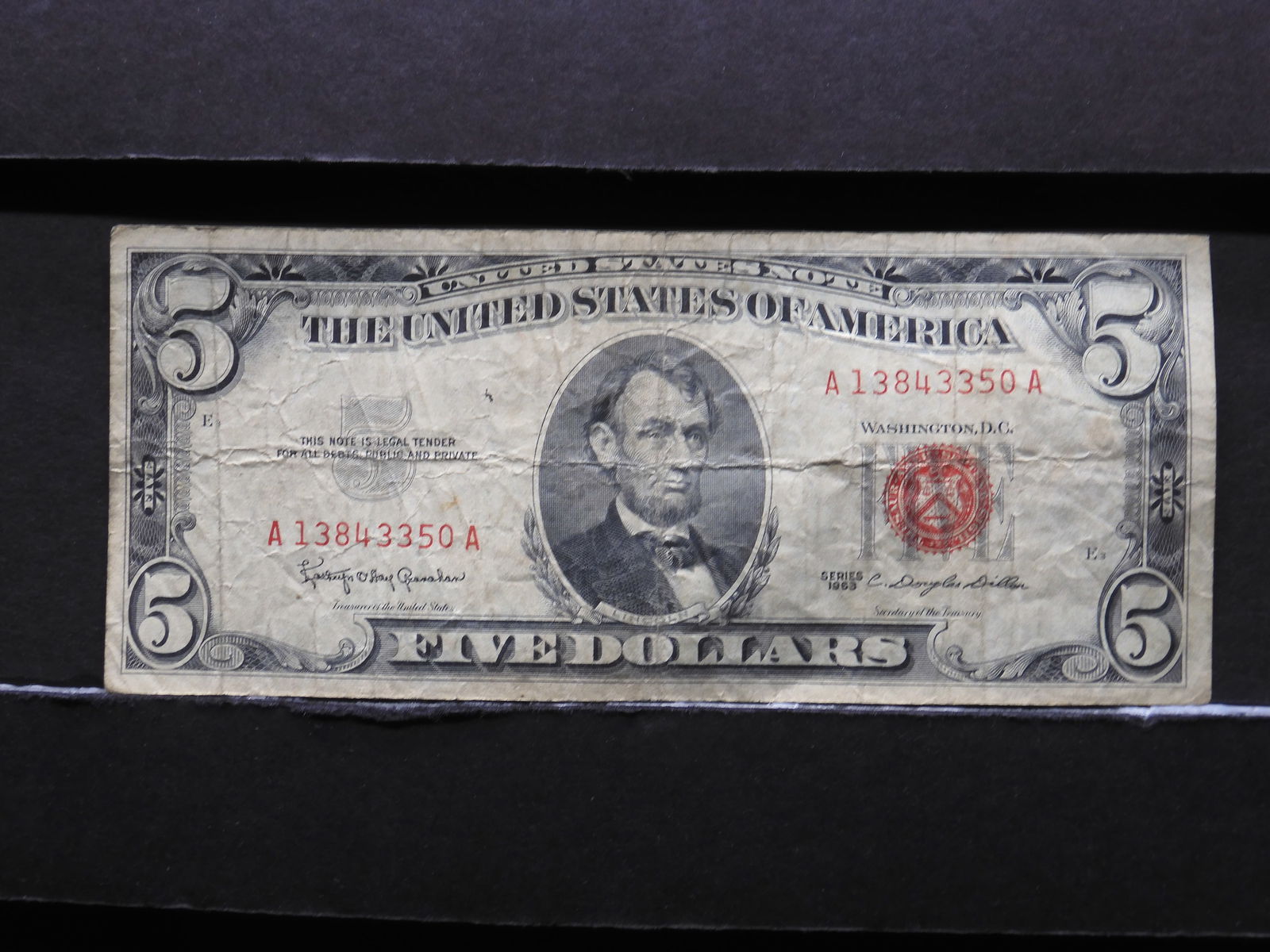 1963 Five Dollar US Red Seal  Note (1 of 3)