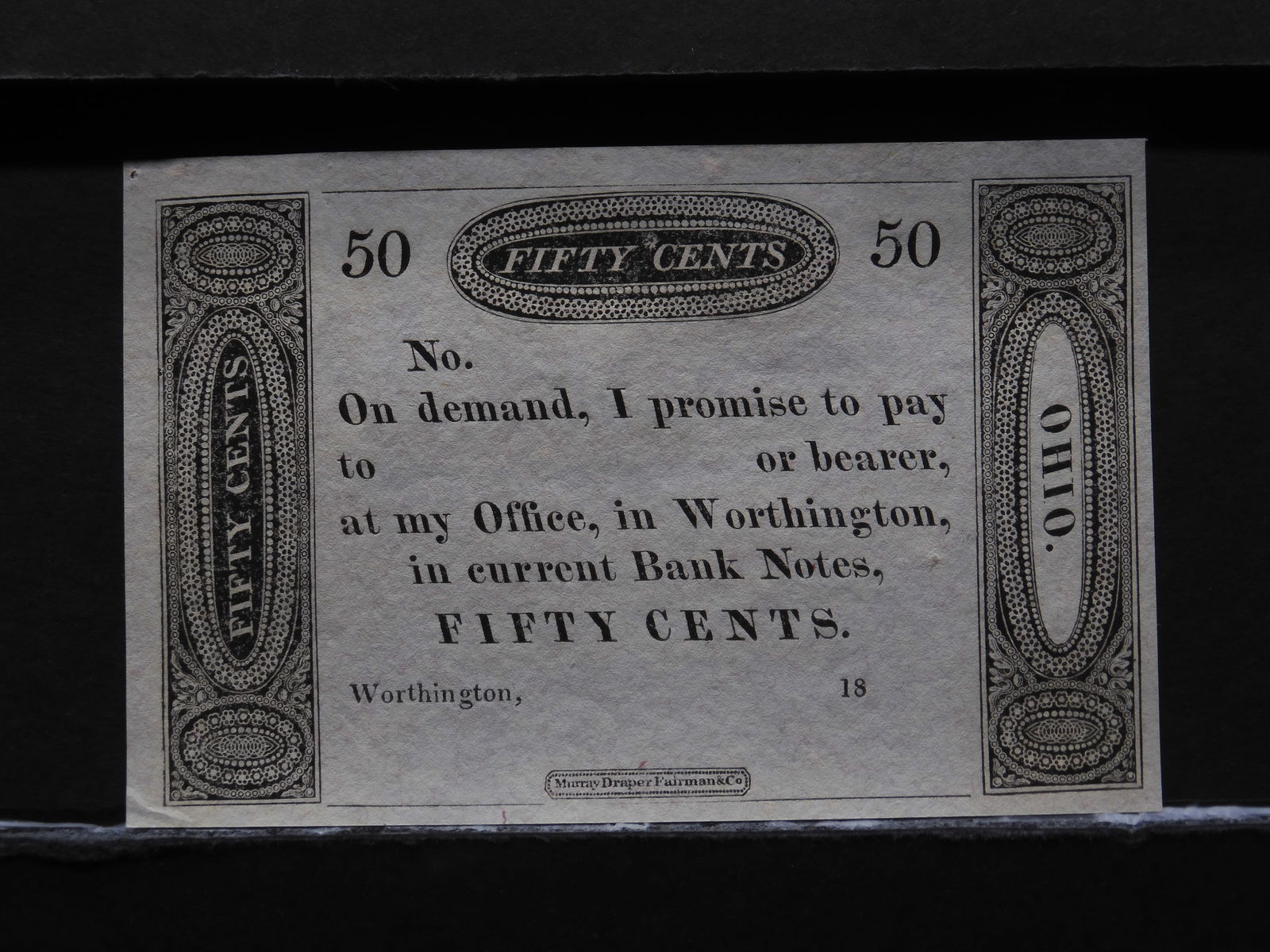 50 Cent Note - Worthington Bank Notes - Unique (1 of 2)