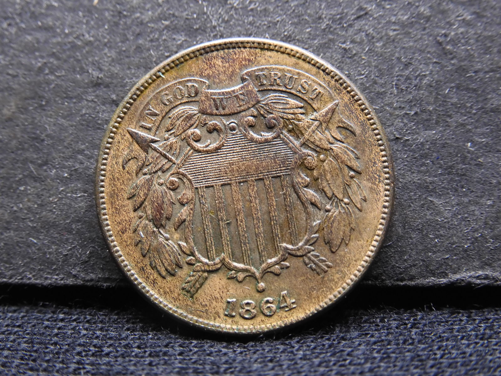 1864 Two 2 Cent Piece - Civil War Date!! - XF (1 of 2)