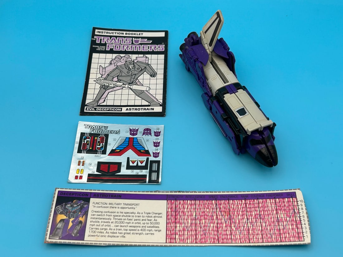 1985 Hasbro Transformers G1 Astrotrain with Tech Specs, Instructions and Unused Sticker Sheet (1 of 6)