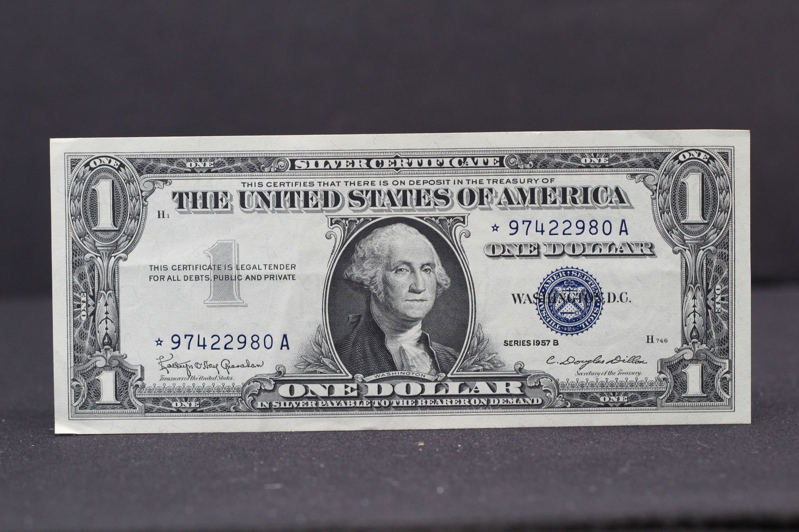 1957-B Blue Seal $1 Silver Certificate. Star Replacement. CRISP UNC (1 of 3)