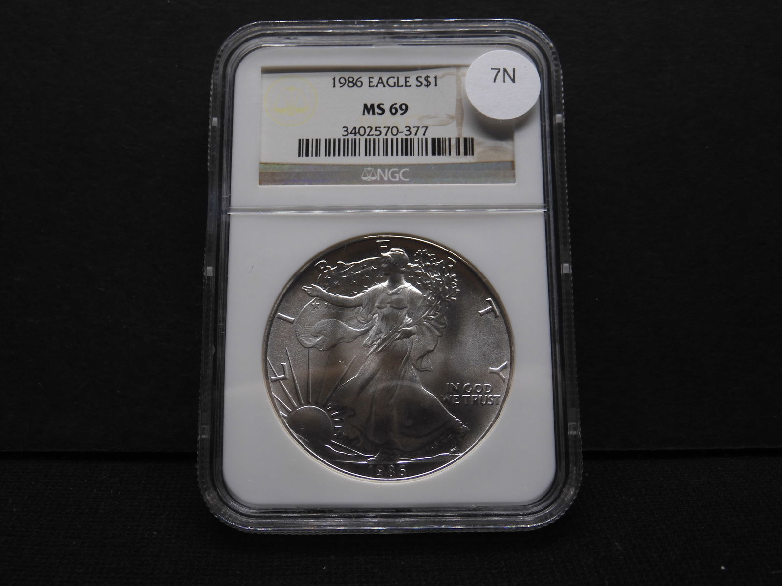 1986 Key Date Gem Brilliant Uncirculated Silver American Eagle Graded MS69 By NGC Grading Co. (1 of 4)