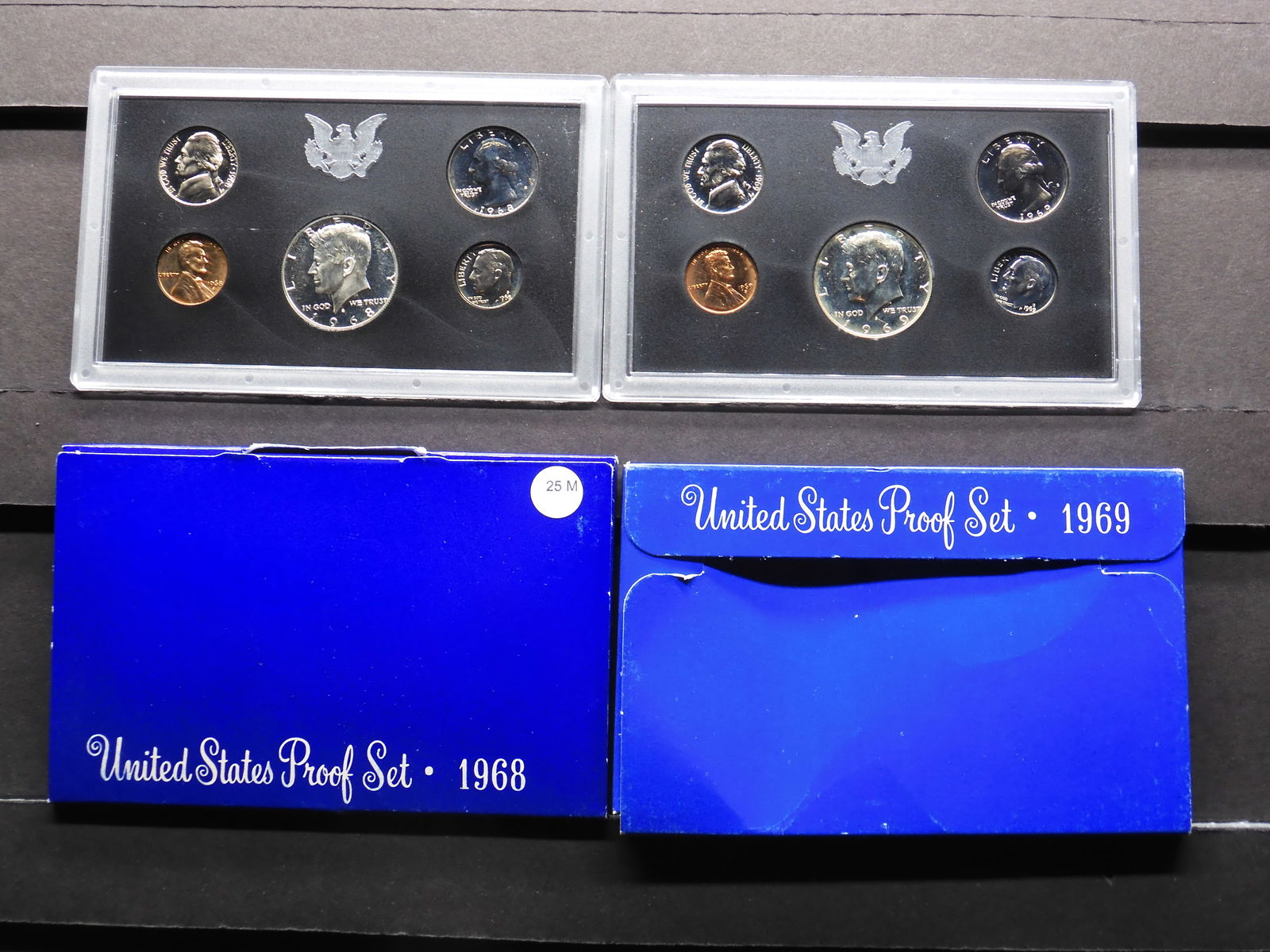 1968-S & 1969-S United States 5-Coin Proof Sets With Original Gov't Packaging.  Includes The 40% (1 of 5)
