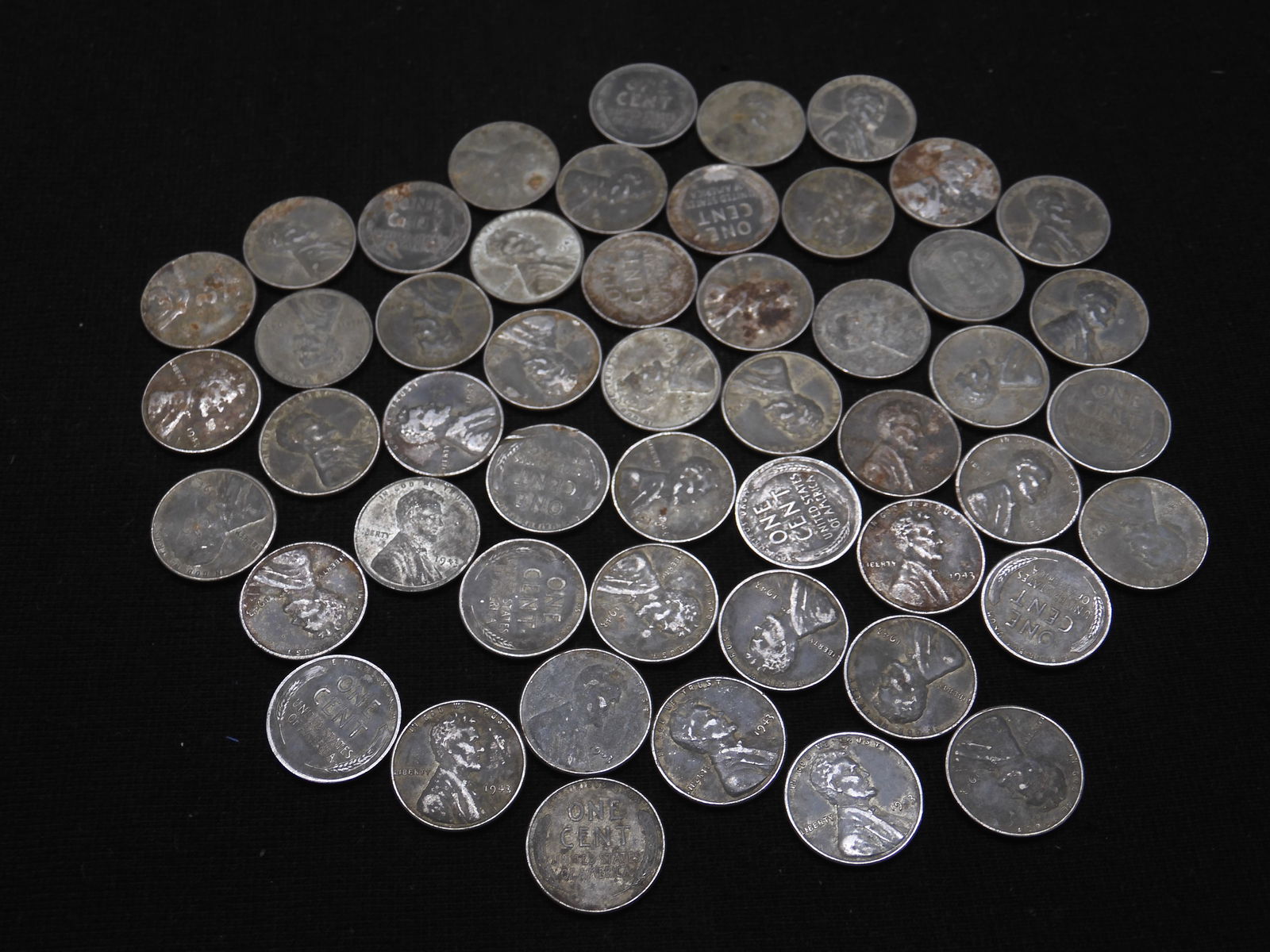 Roll Of 50 1943 Lincoln Head Wartime Steel Wheat Cents. (1 of 5)