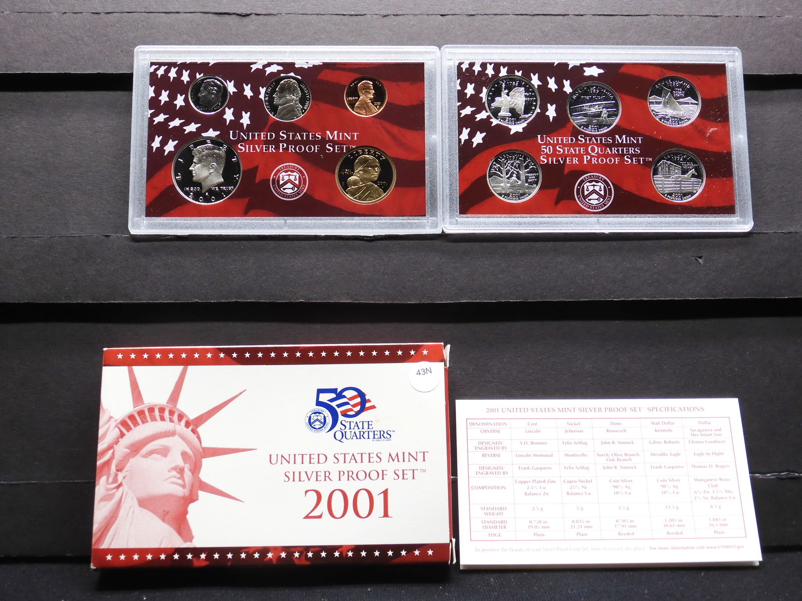 2001-S United States 10-Coin SILVER Proof Set With Original Gov't Packaging & COA. (1 of 7)