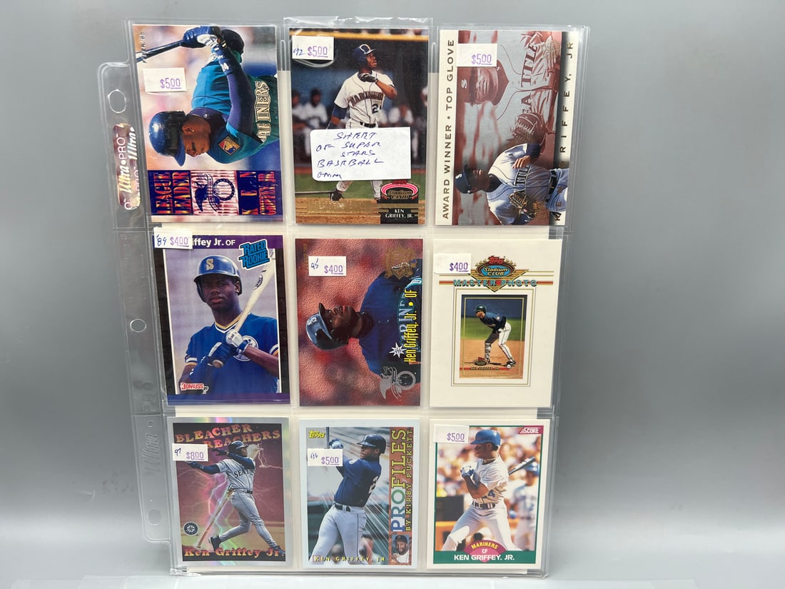 Lot of (9) Assorted Ken Griffey Jr. Baseball Cards W/ Rookies - Varying Conditions (1 of 2)