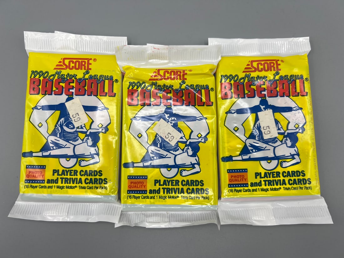 Lot of (3) 1990 Score Baseball Unopened Packs (1 of 2)