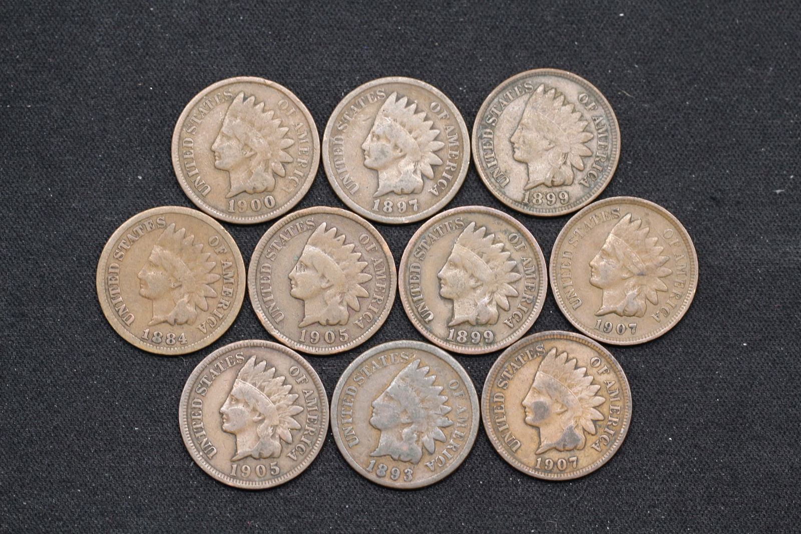10 Mixed Date Indian Head Cents (1 of 2)