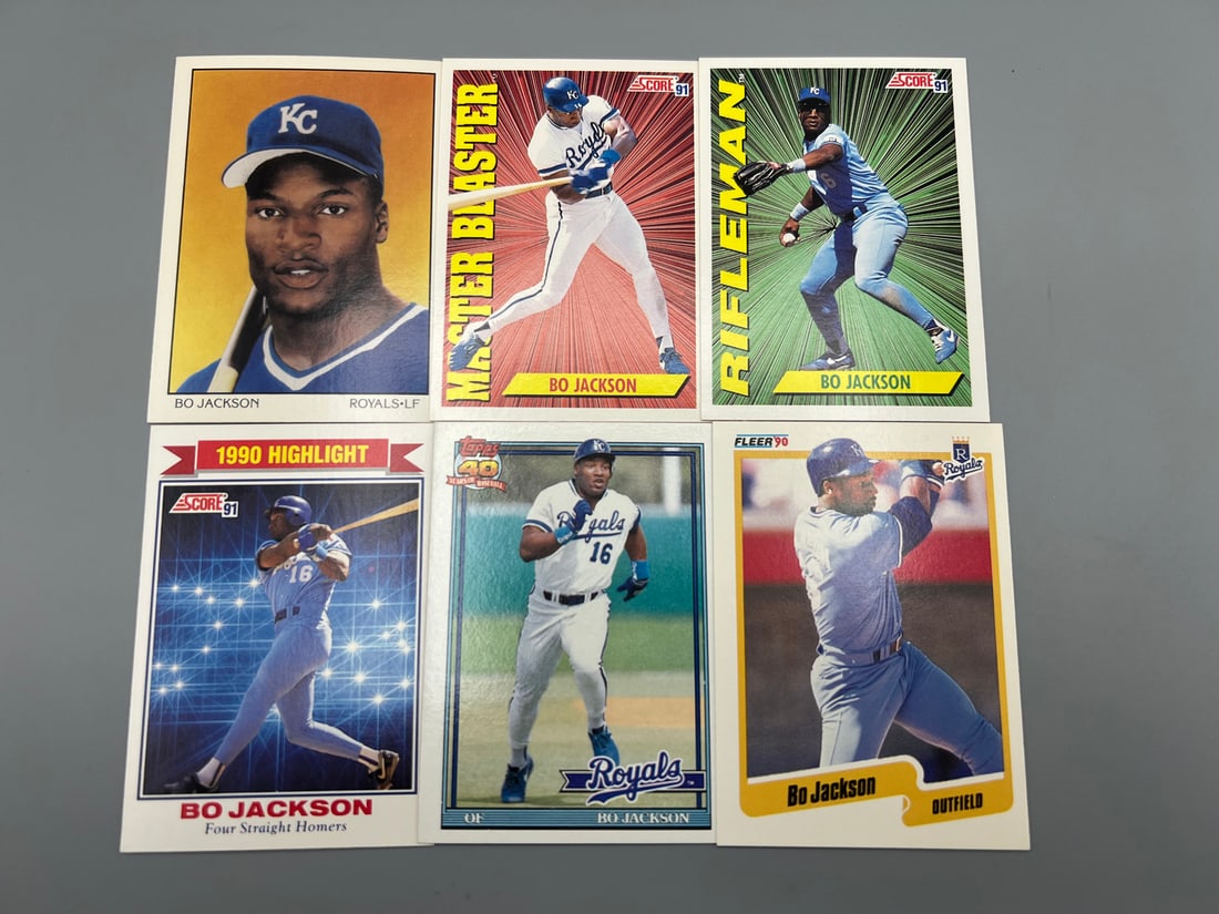 Lot of (6) Assorted Bo Jackson Baseball Cards - Varying Conditions (1 of 3)