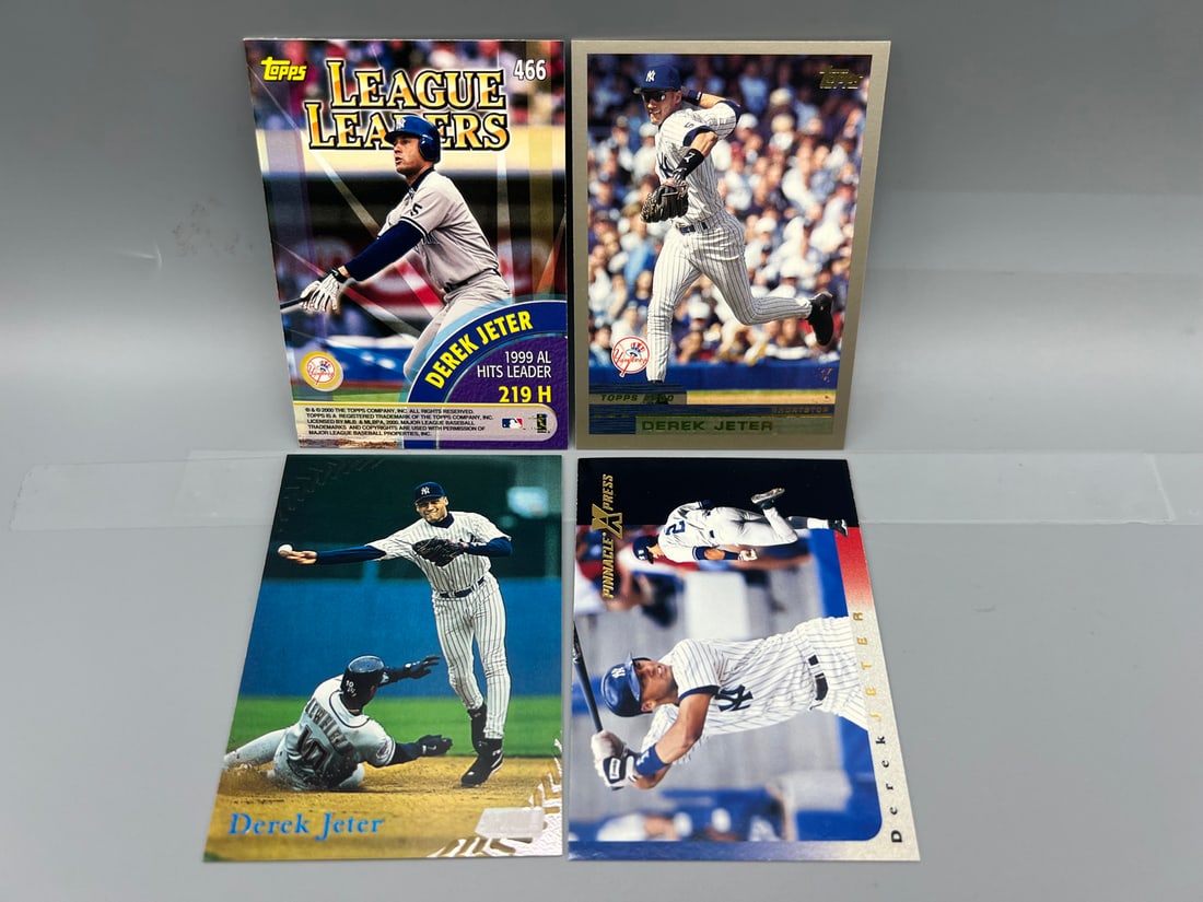 Lot of (4) Assorted Derek Jeter Baseball Cards - Varying Conditions (1 of 2)