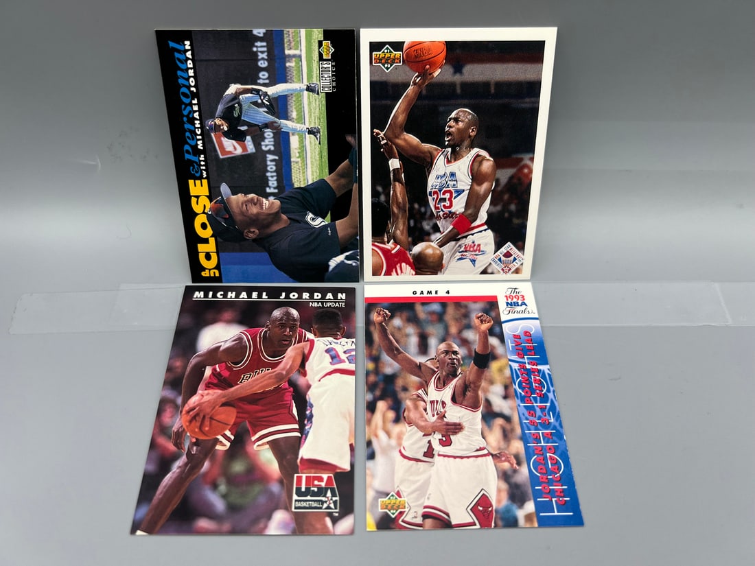 Lot of (4) Assorted Michael Jordan Basketball & Baseball Cards - Varying Conditions (1 of 2)