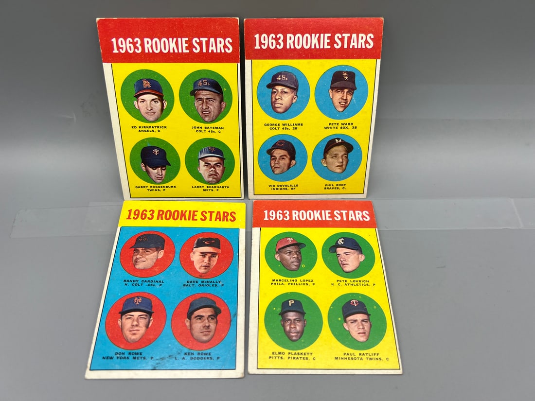 Lot of (4) 1963 Topps Baseball Rookie Cards - Varying Conditions (1 of 2)