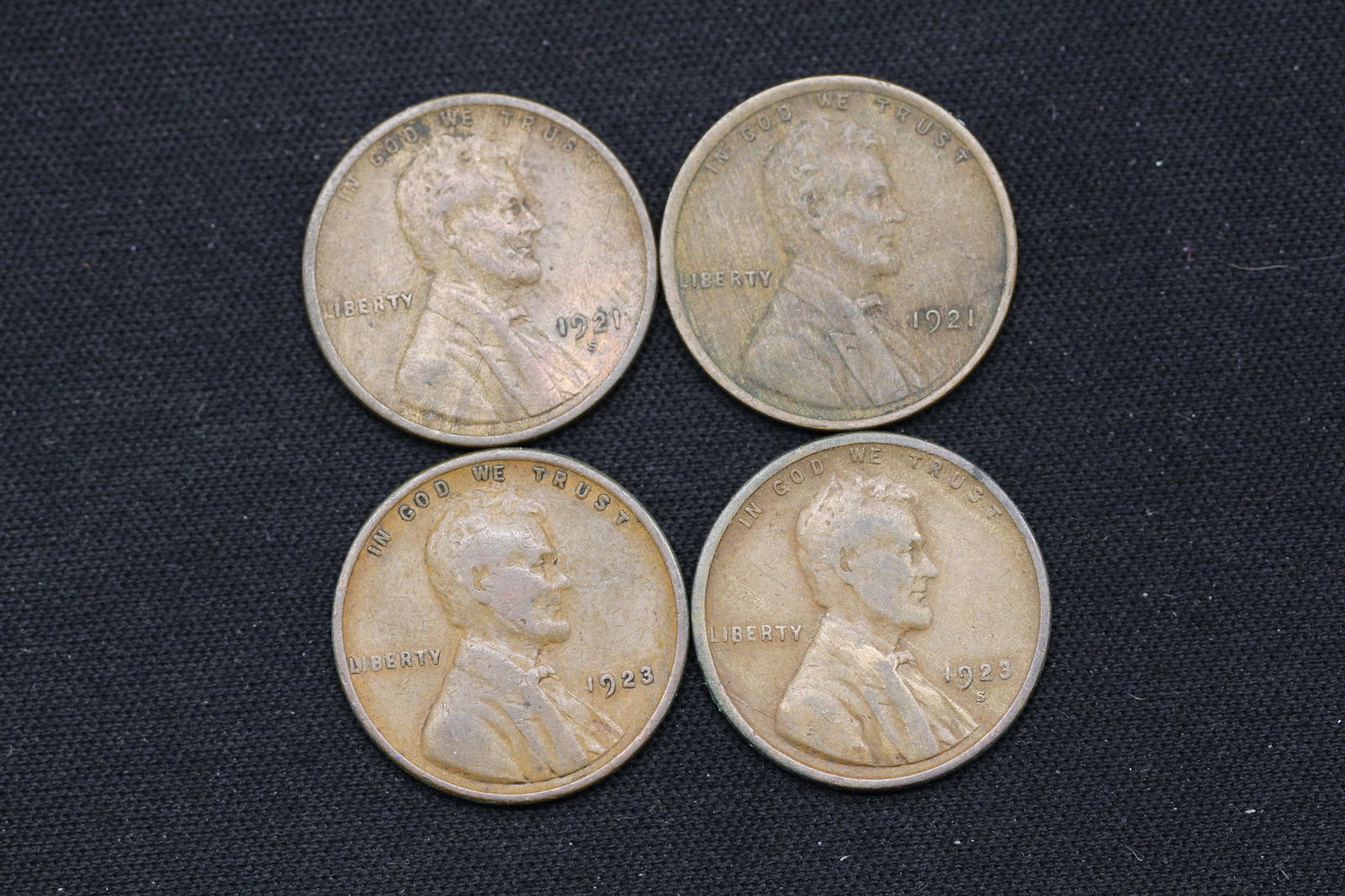 1921, 1921-S, 1923, 1923-S Lincoln Wheat Cents. BETTER DATES (1 of 2)