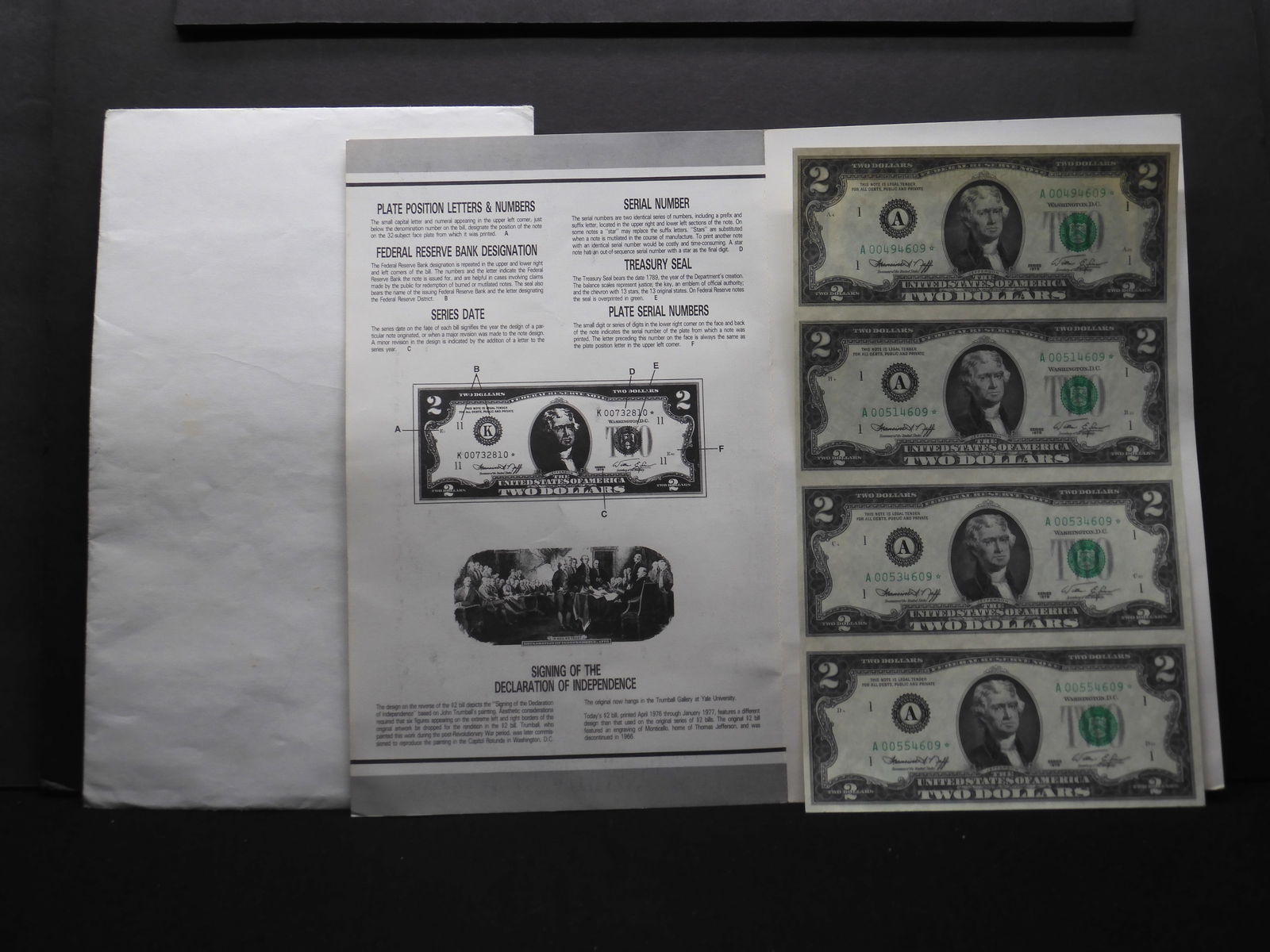 UNCUT Sheet of 4 - Series 1976 Bicentennial $2.00 Notes - OGP (1 of 6)