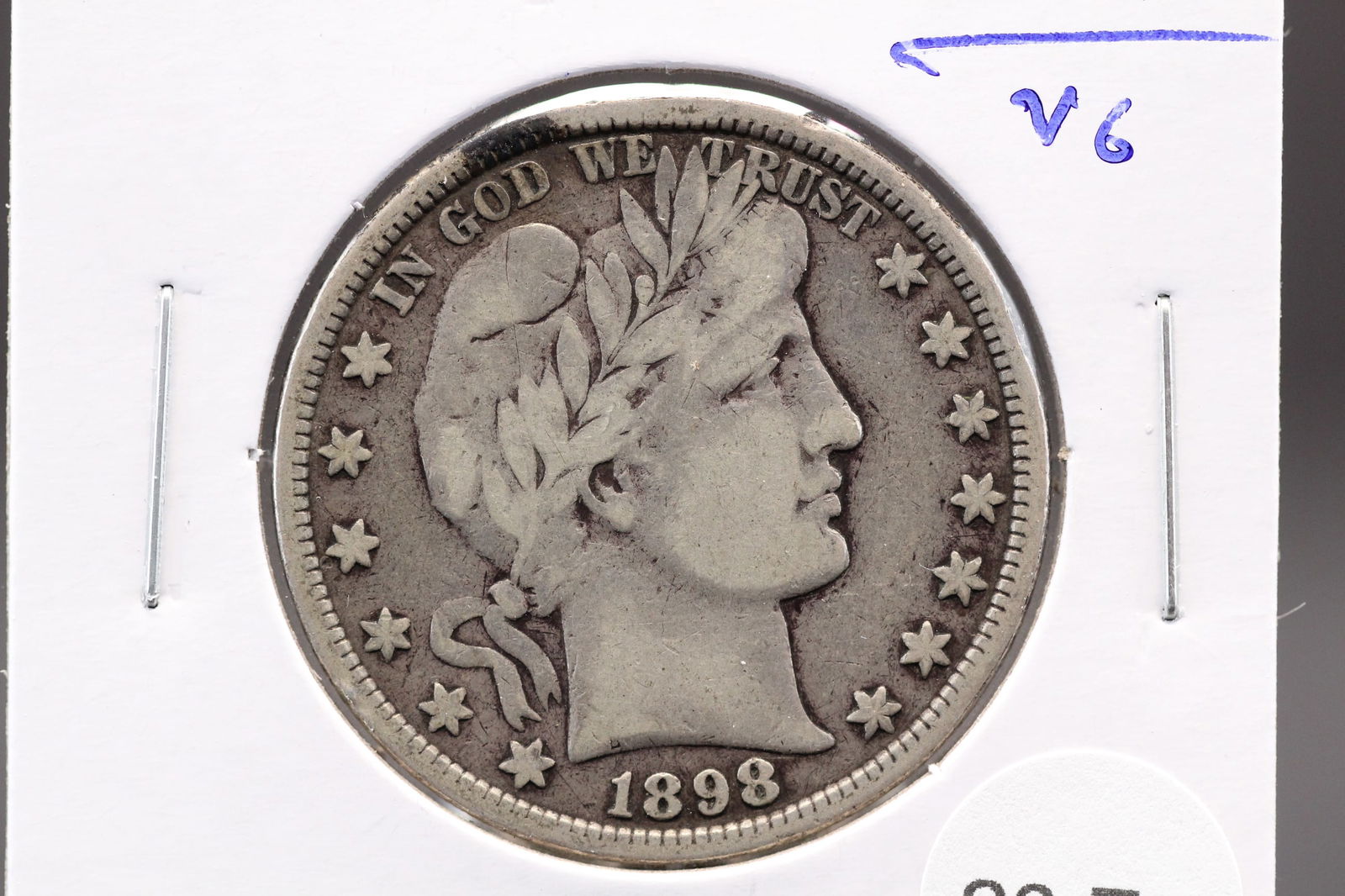 1898 Barber Half Dollar. VG. (1 of 3)