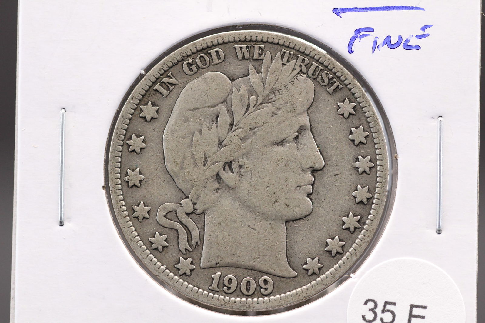 1909-S Barber Half Dollar. Fine. (1 of 3)