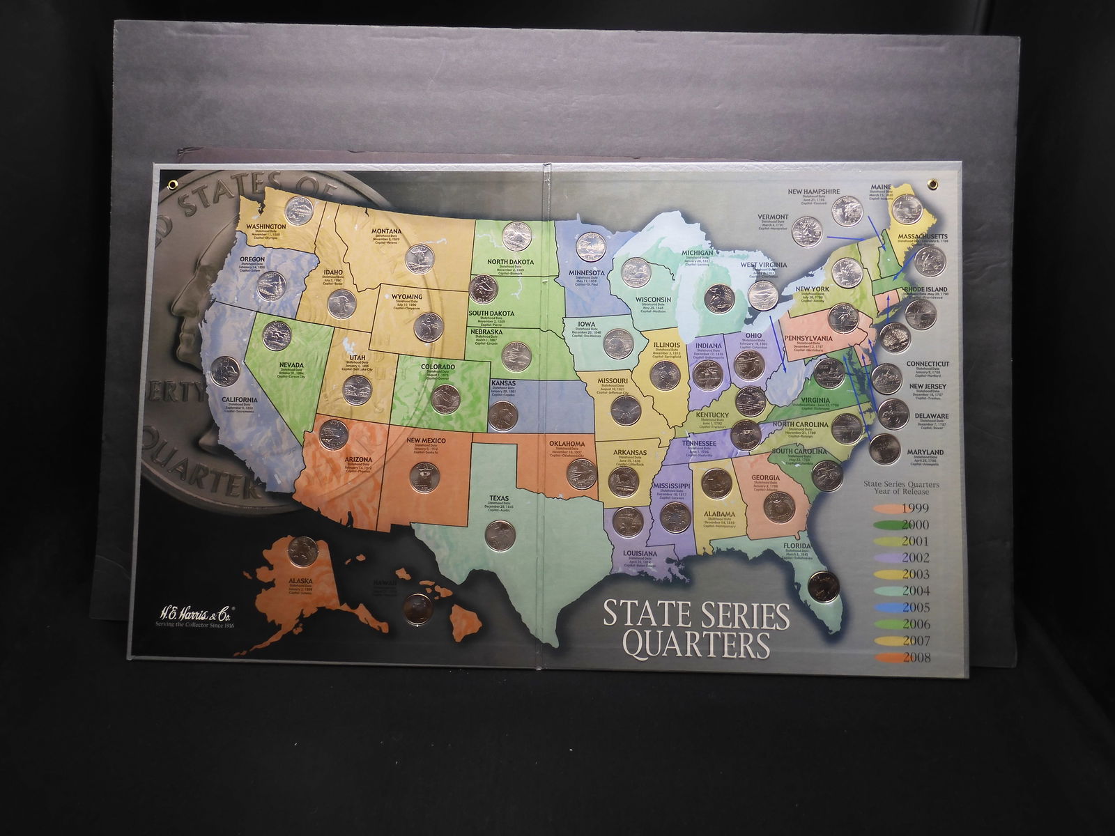1999-2008 Complete State Quarter Set in Harris Collector's Map (1 of 7)