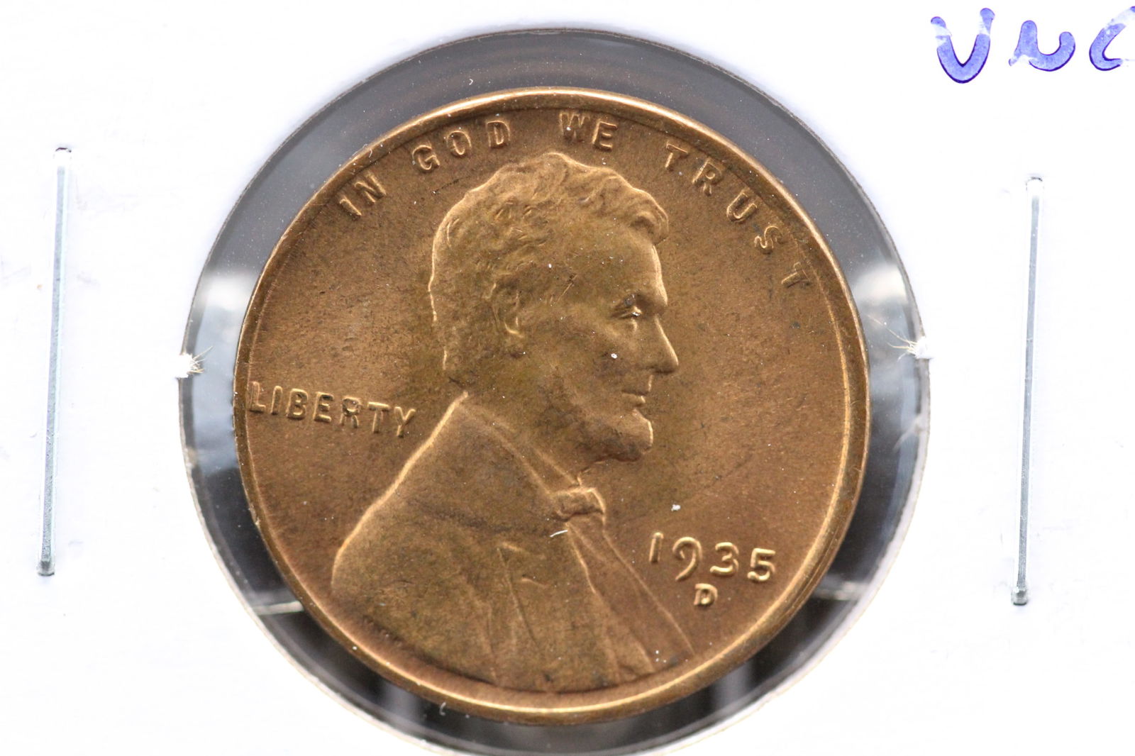 1935-D Lincoln Cent. Nice UNC. Scarce. (1 of 3)