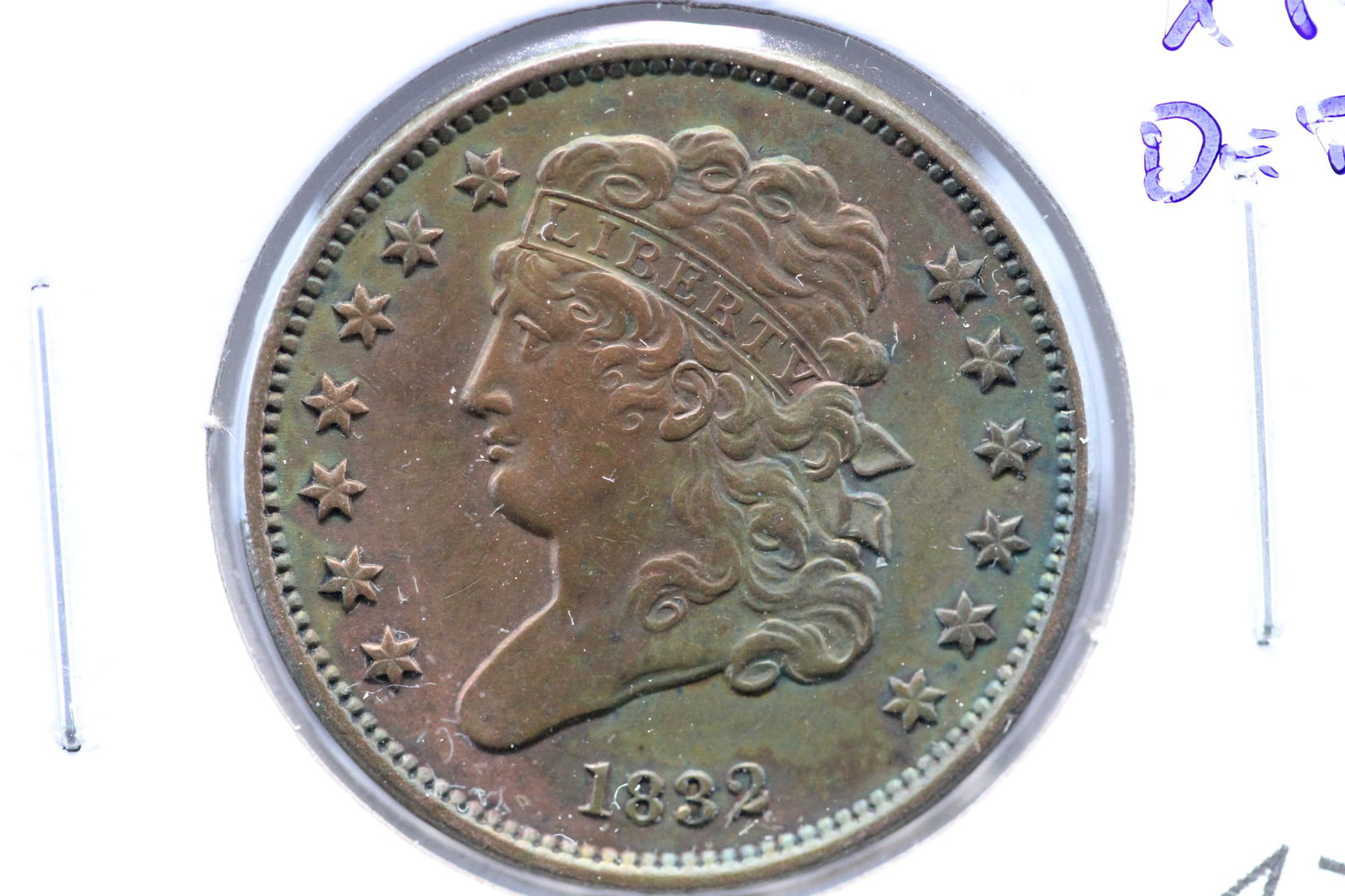 1832 Half Cent. XF Details. Reverse Damage. (1 of 3)