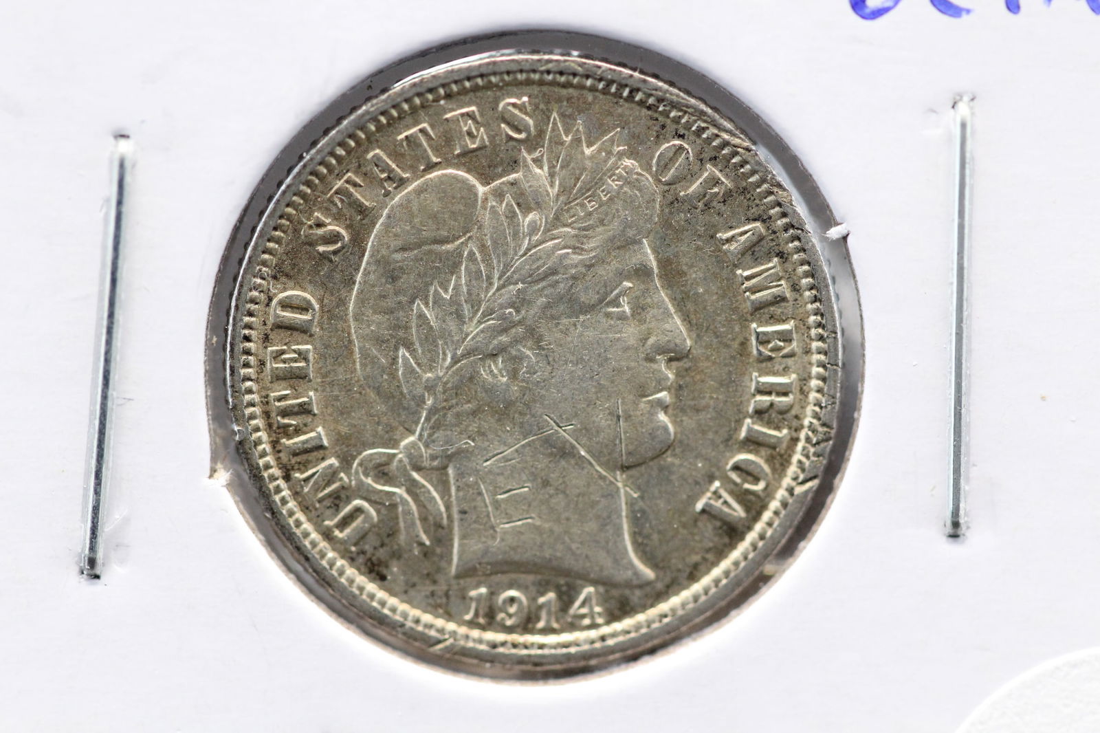 1914-D Barber Dime. AU Details. (1 of 3)