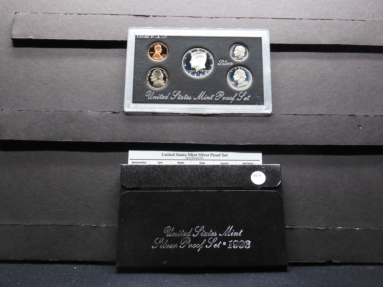 1993-S five coin silver US proof set. GEM in original box. (1 of 4)