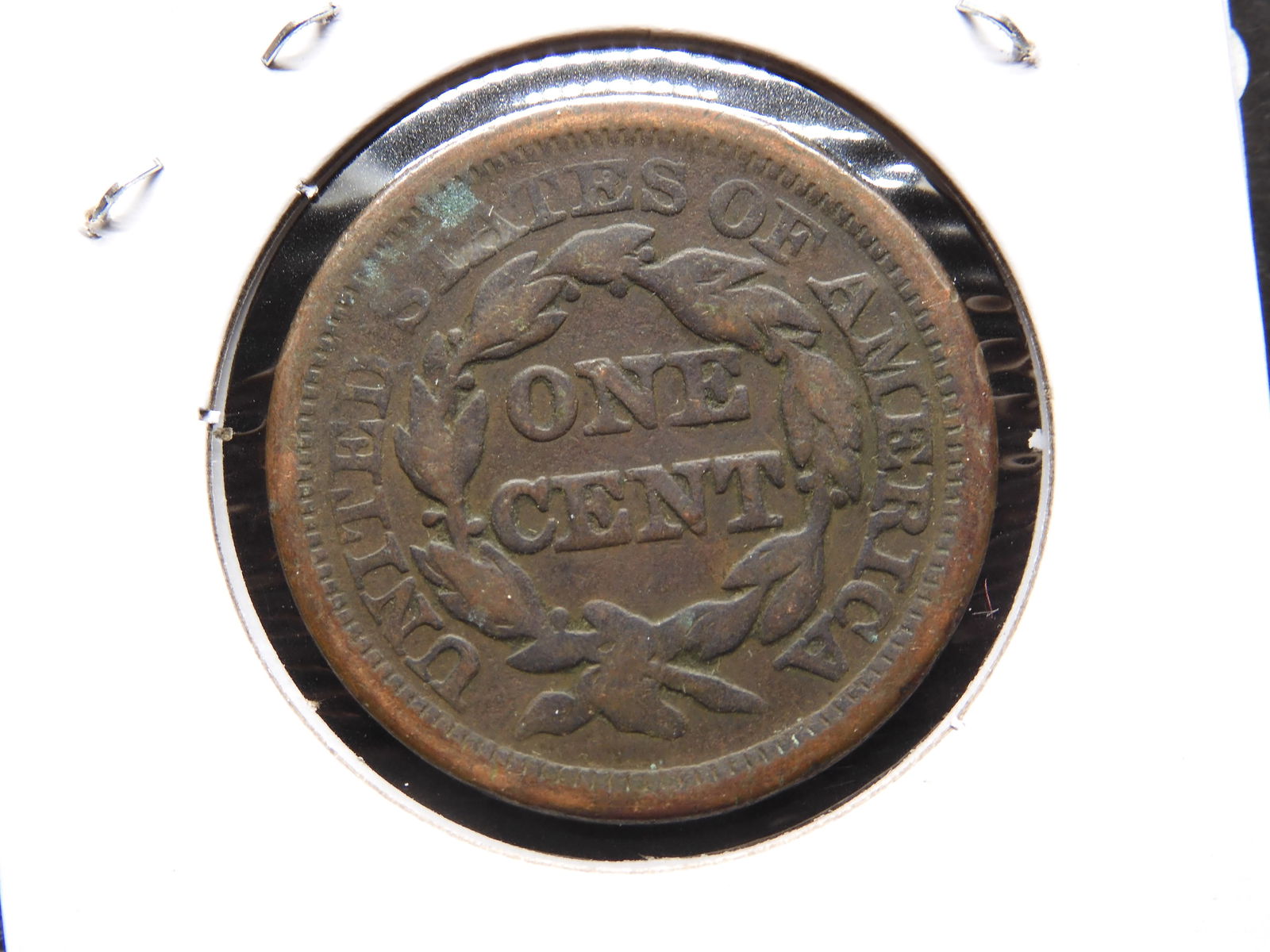 1855 1C BRAIDED HAIR - UPRIGHT 5'S - LARGE CENT - F12 (1 of 3)