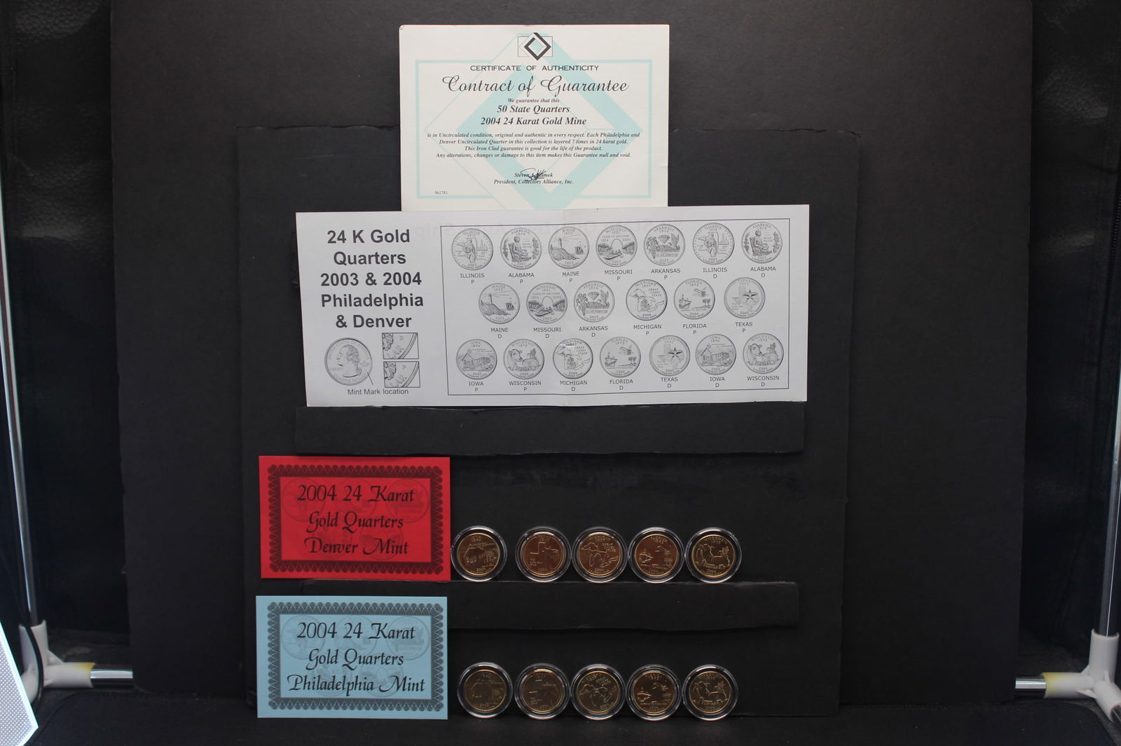 P & D 24 Kt Gold Plated State Quarter Set   (10) Coins (1 of 4)