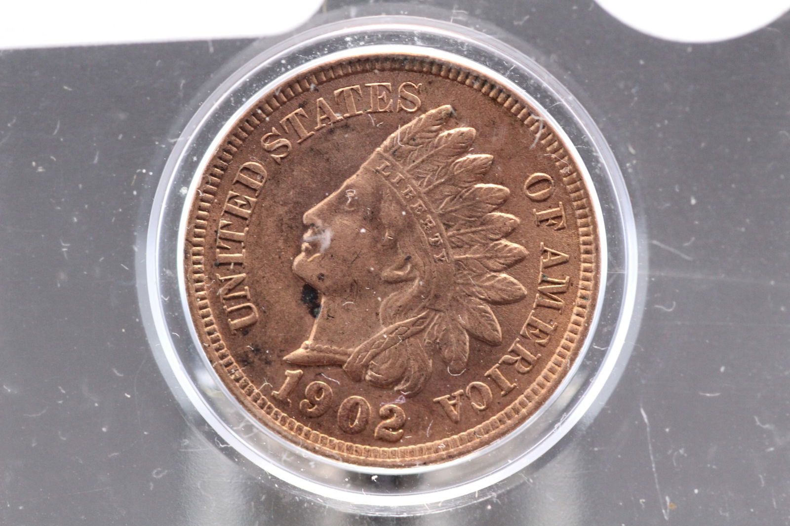 1902 Red Indian Head Cent, Four Diamonds, Full Liberty, Beads (1 of 3)