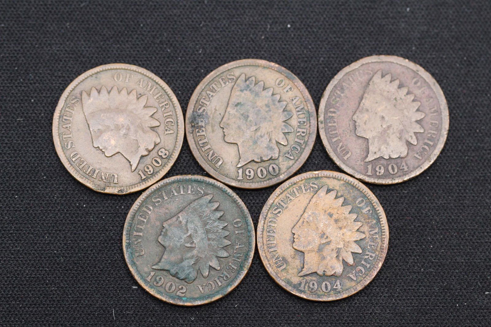 5 Indian Head Cents (1 of 2)