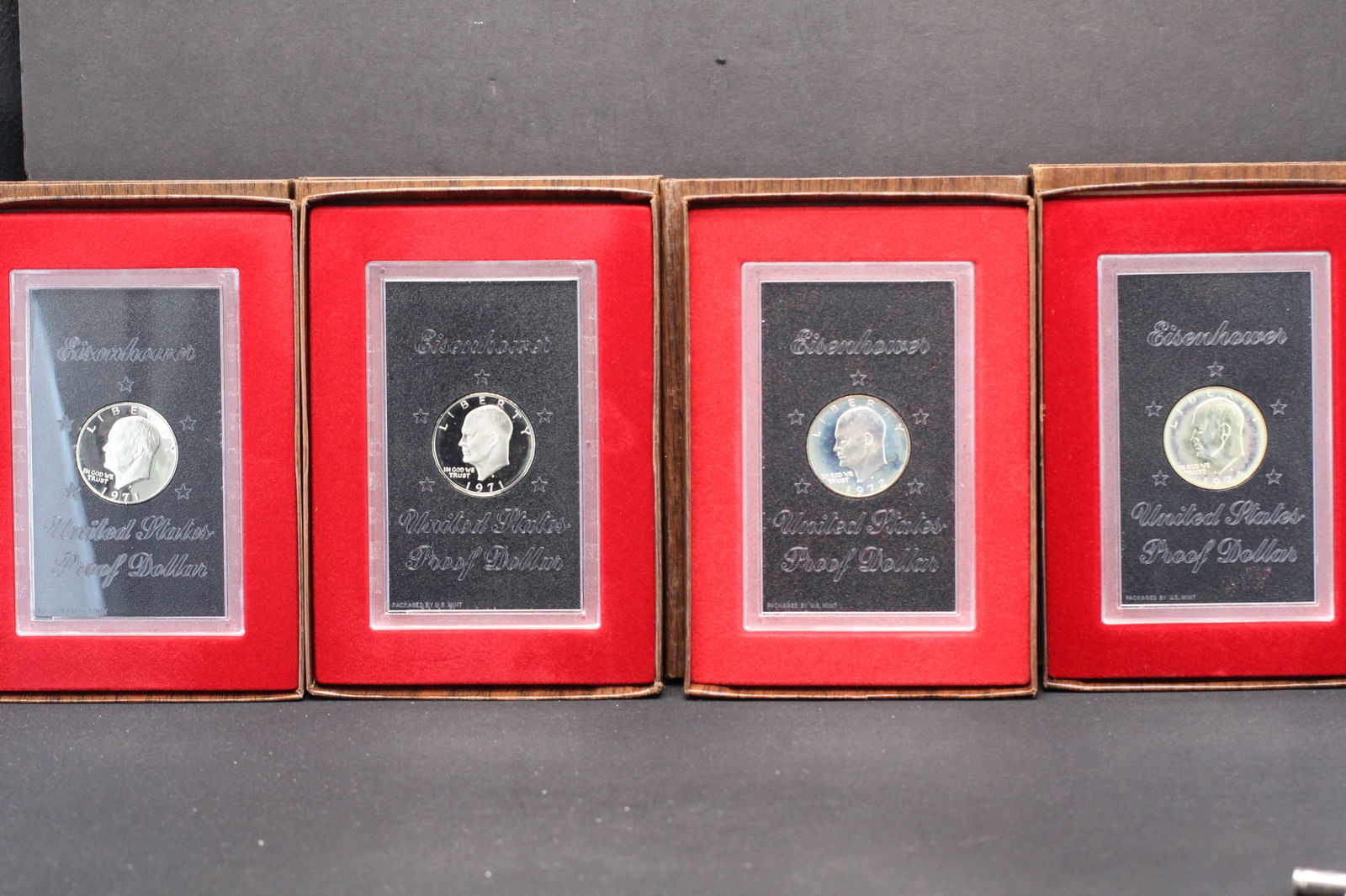 4x Silver Proof Eisenhower Dollar In Brown Box, All Years (1971S-72S-73S-74S) (1 of 10)
