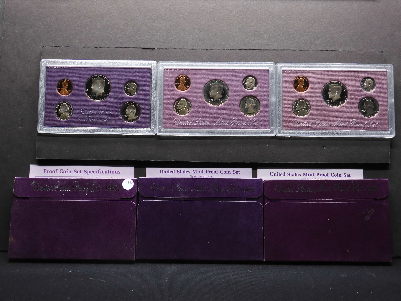 1987-S 1988-S 1989-S United States Proof Sets With Original Gov't Packaging & COA's. 15 Coins.: 1987-S 1988-S 1989-S United States Proof Sets With Original Gov't Packaging & COA's. 15 Coins.