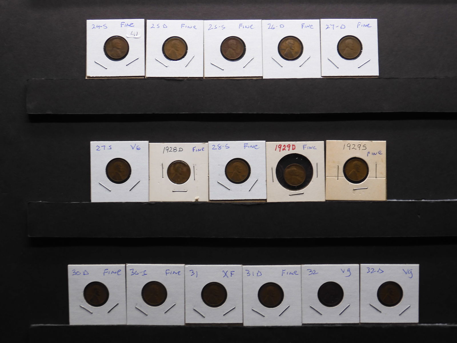 20 nice early Lincolns from the 20s and early 30s. S and D mints. Most Fine.: 20 nice early Lincolns from the 20s and early 30s. S and D mints. Most Fine.