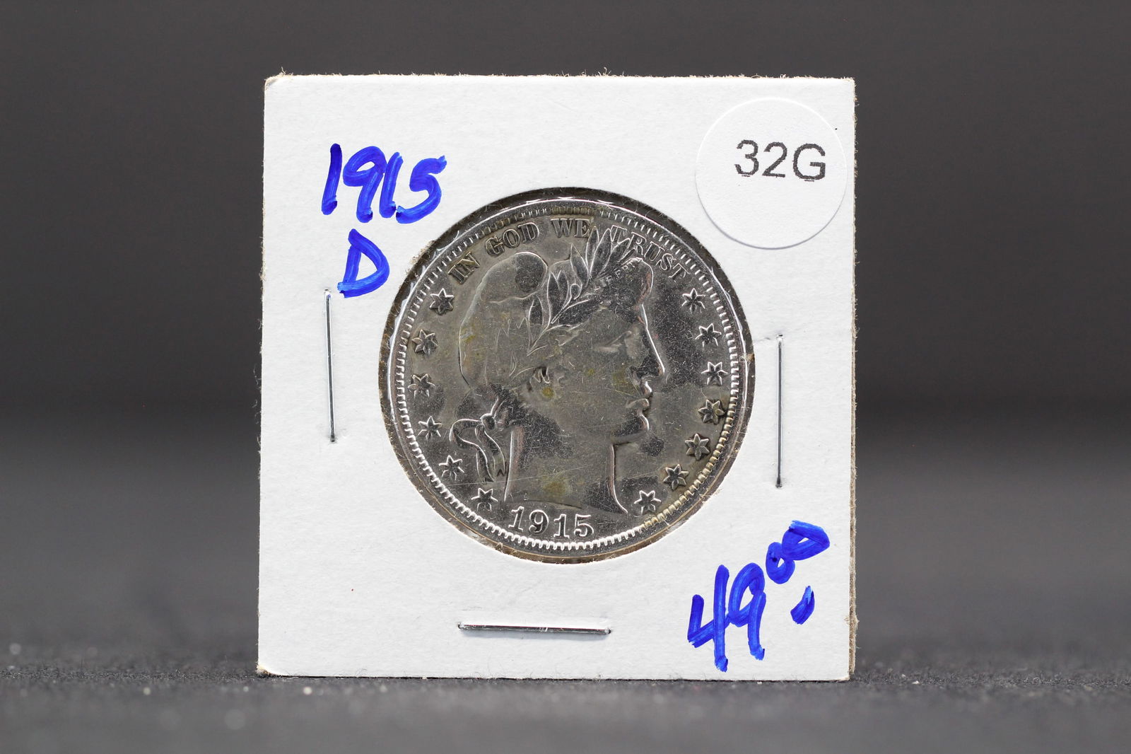 1915-D Barber 50c. HIGH Grade, Full Liberty. 90% Silver (1 of 3)