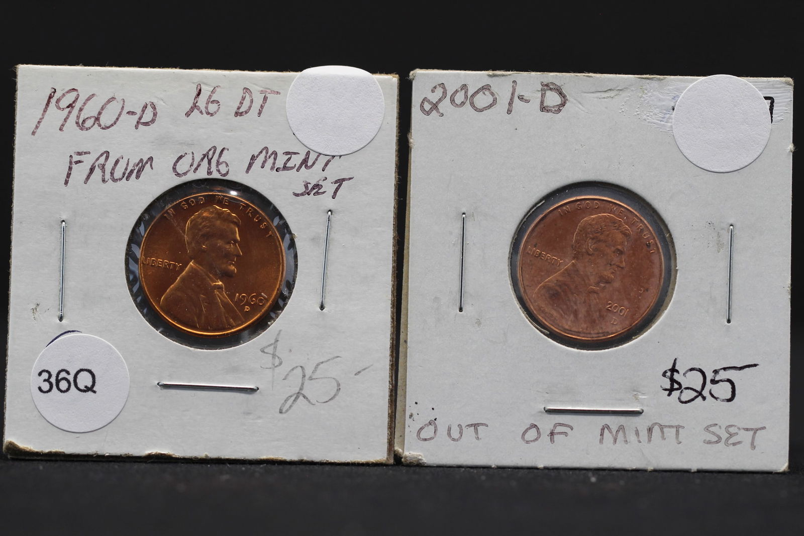1960-D Large Date + 2001-D Lincoln Memorial Cents From Mint Sets (1 of 5)