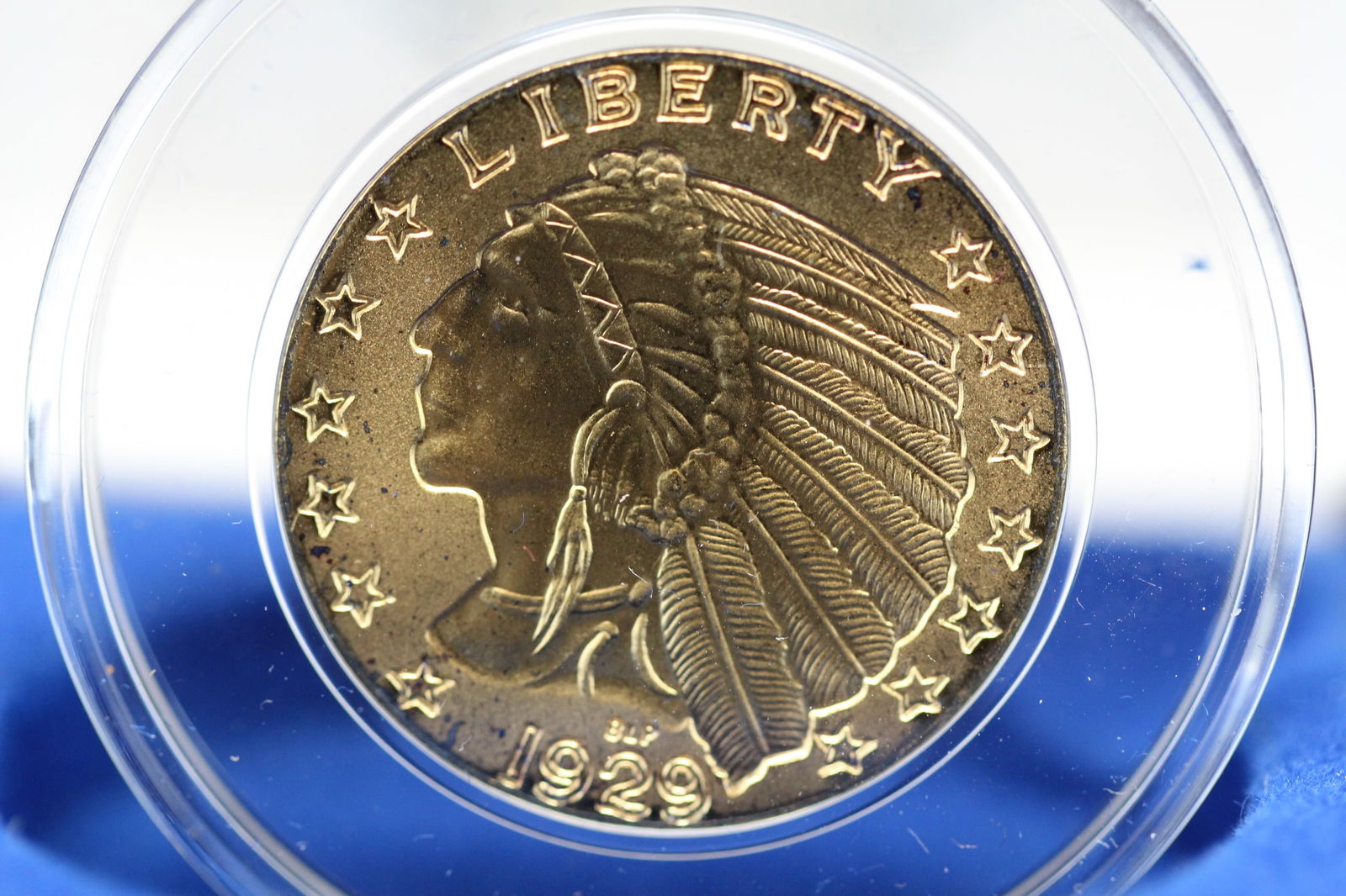 24K Gold Layered 1929 $5 Indian Head Gold Coin Copy (1 of 2)