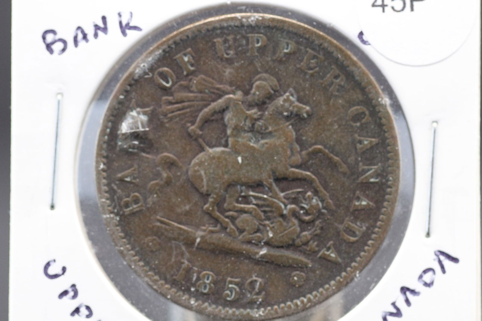 1852 Bank of Upper Canada One Penny Bank Token (1 of 3)