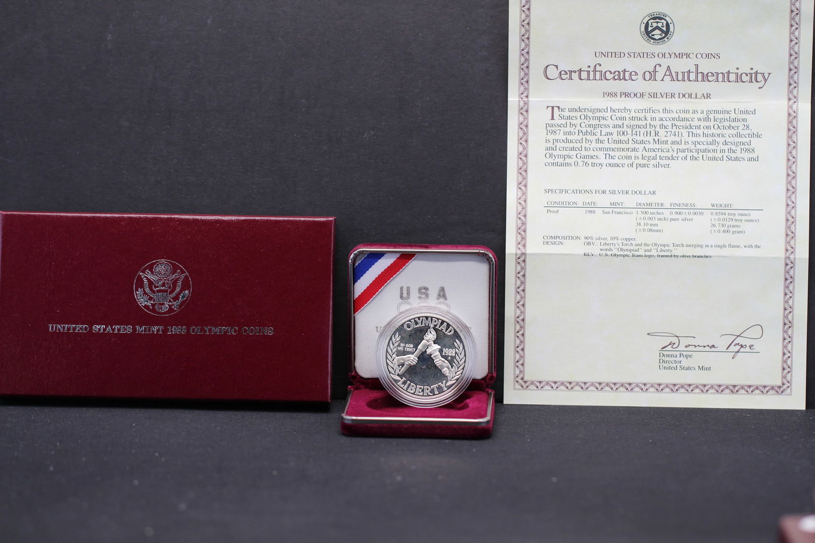 U.S. Mint 1988 Olympic Coins- 1988-S Proof Silver Dollar (1 of 4)
