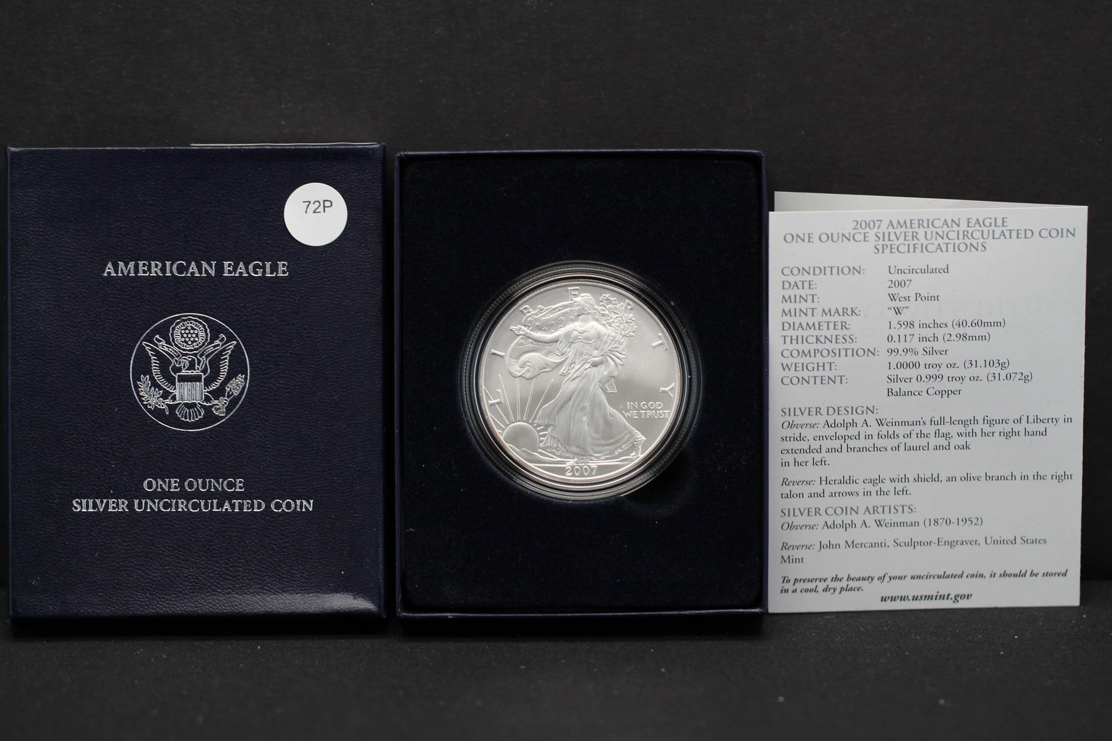 2007-W Uncirculated American Silver Eagle (1 of 4)