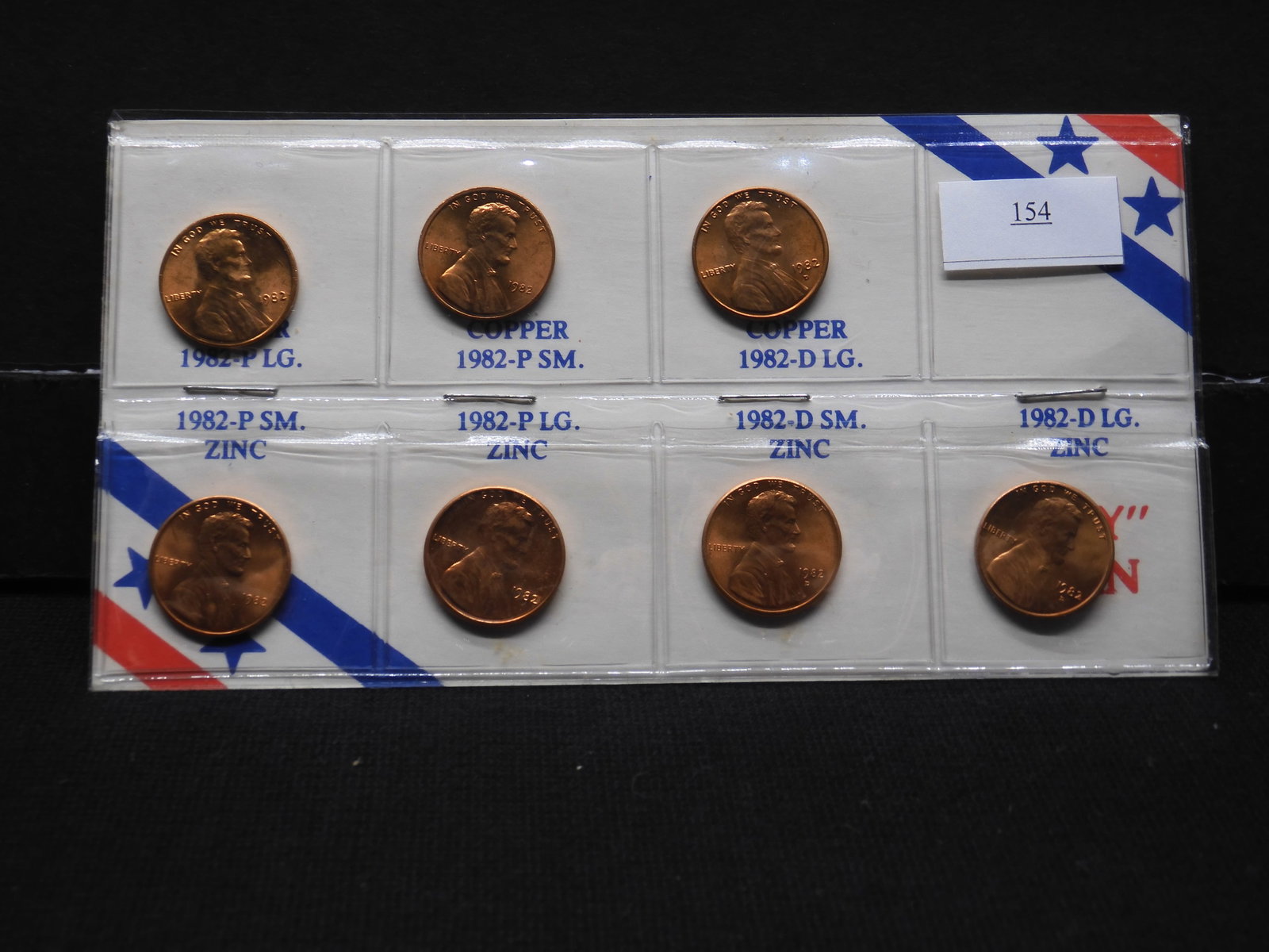 7 Coin Variety Set for 1982 Lincoln Memorial Cents: 7 Coin Variety Set for 1982 Lincoln Memorial Cents