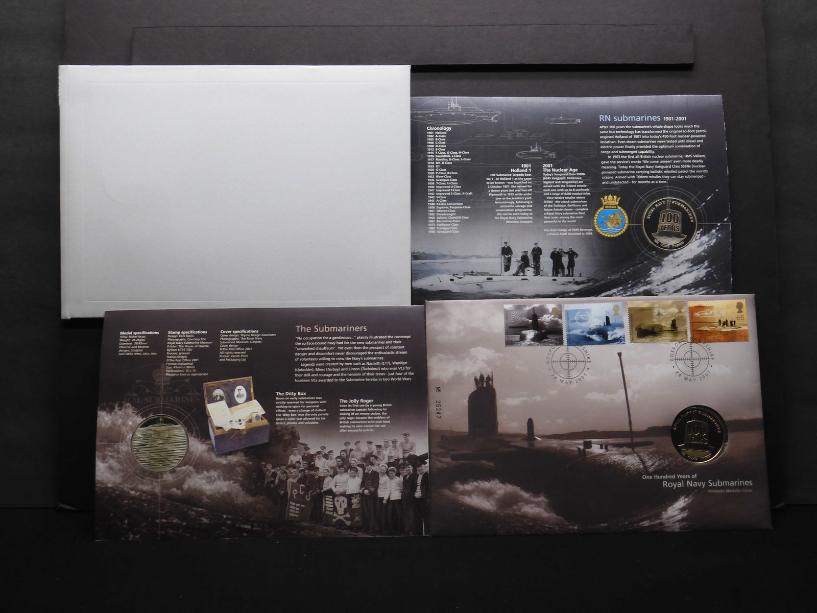 One Hundred Years Of Royal Navy Submarines Medallion & First Day Cover Issued By The British Royal: One Hundred Years Of Royal Navy Submarines Medallion & First Day Cover Issued By The British Royal Mint.