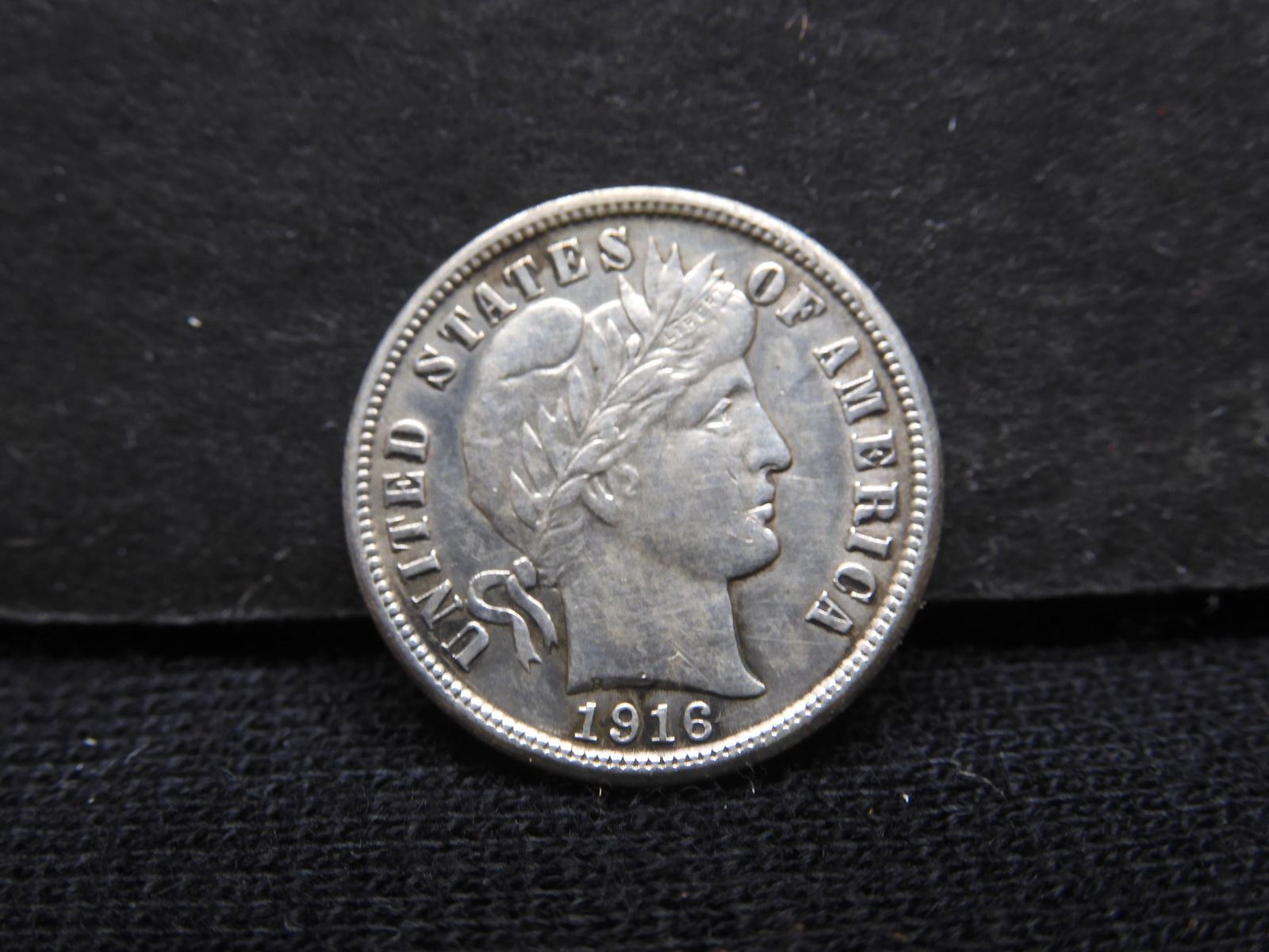 1916 Barber Dime. AU detail. (1 of 3)