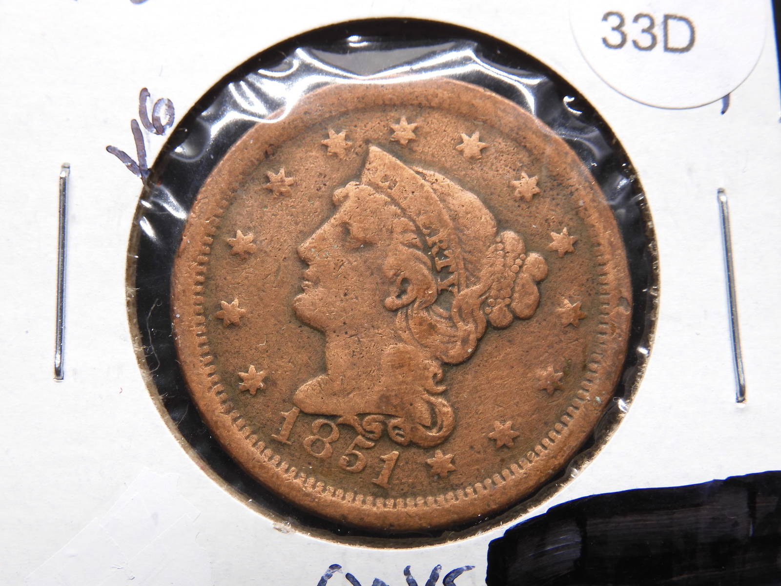 1851 Braided Hair Large Cent Auction
