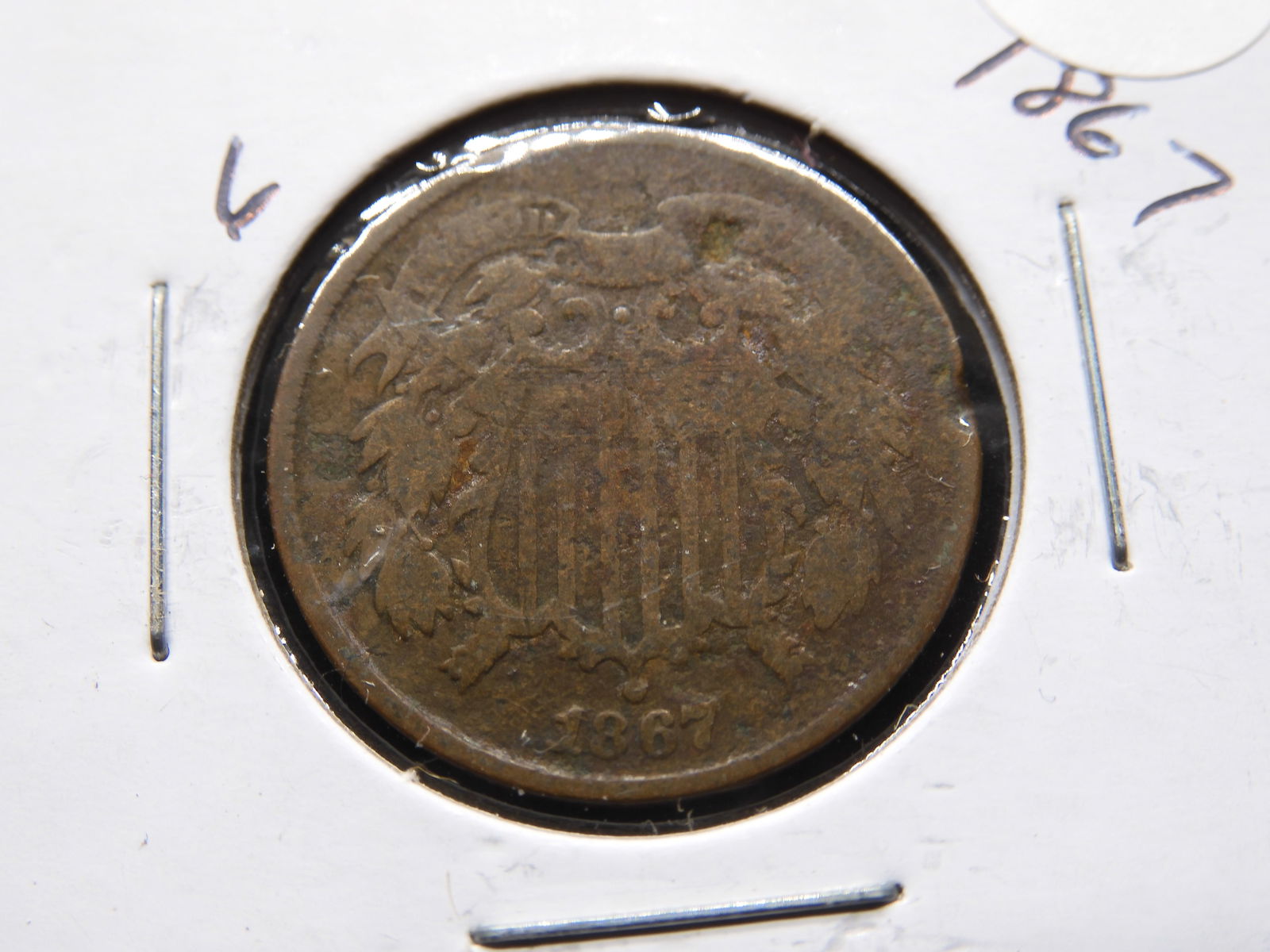 1867 Two Cent Piece - Post Civil War Era - Nice Details (1 of 3)