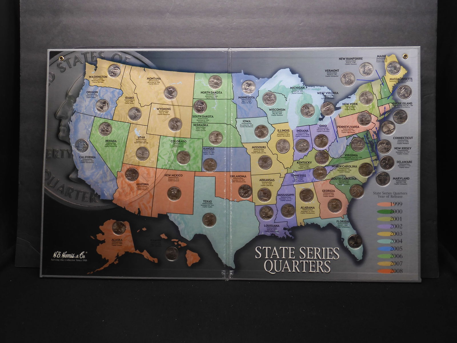 1999-2008 Complete State Quarter Set in Harris Collector's Map (1 of 8)