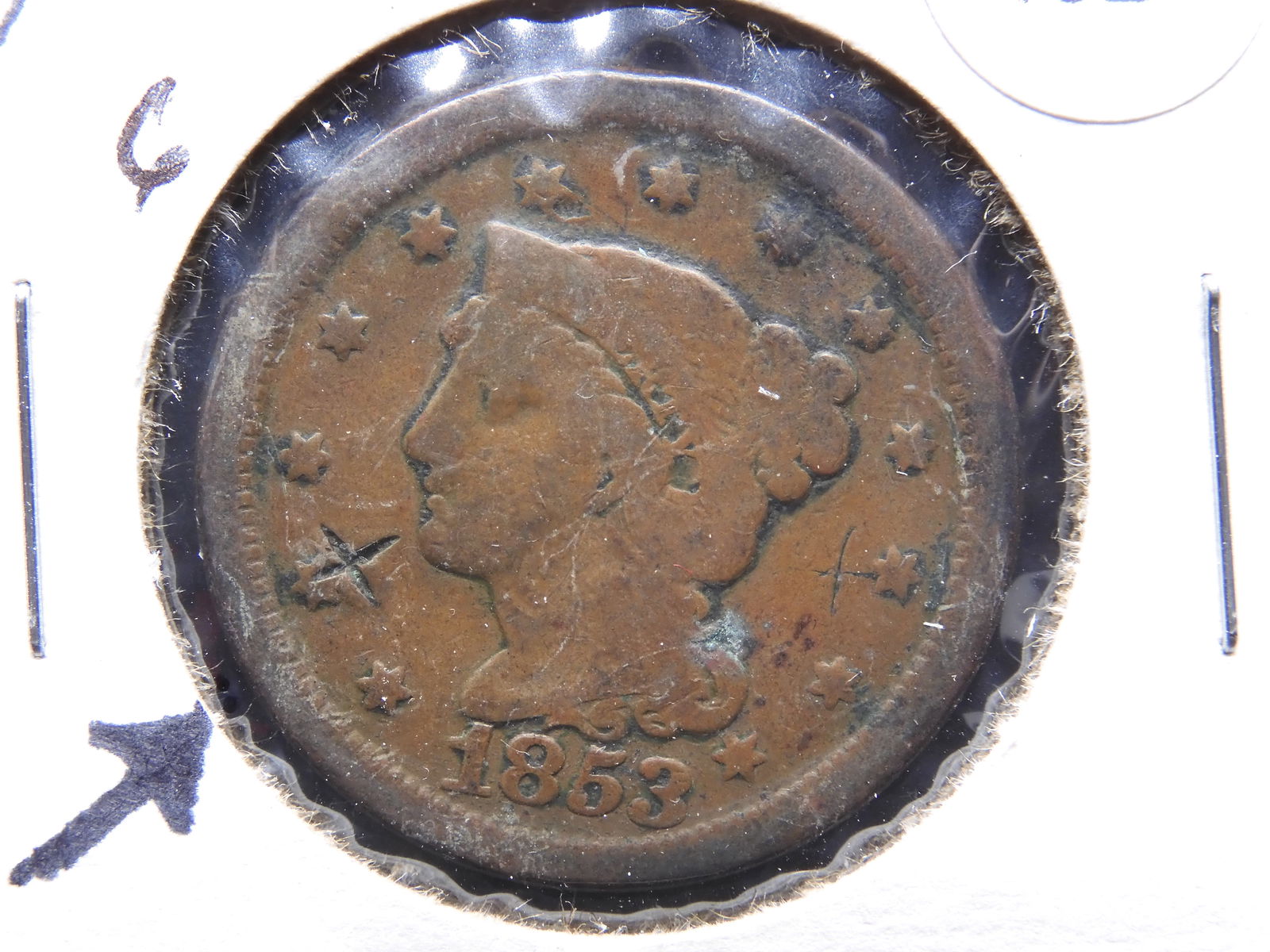 1853 Braided Hair Large Cent - Nice Starter (1 of 3)