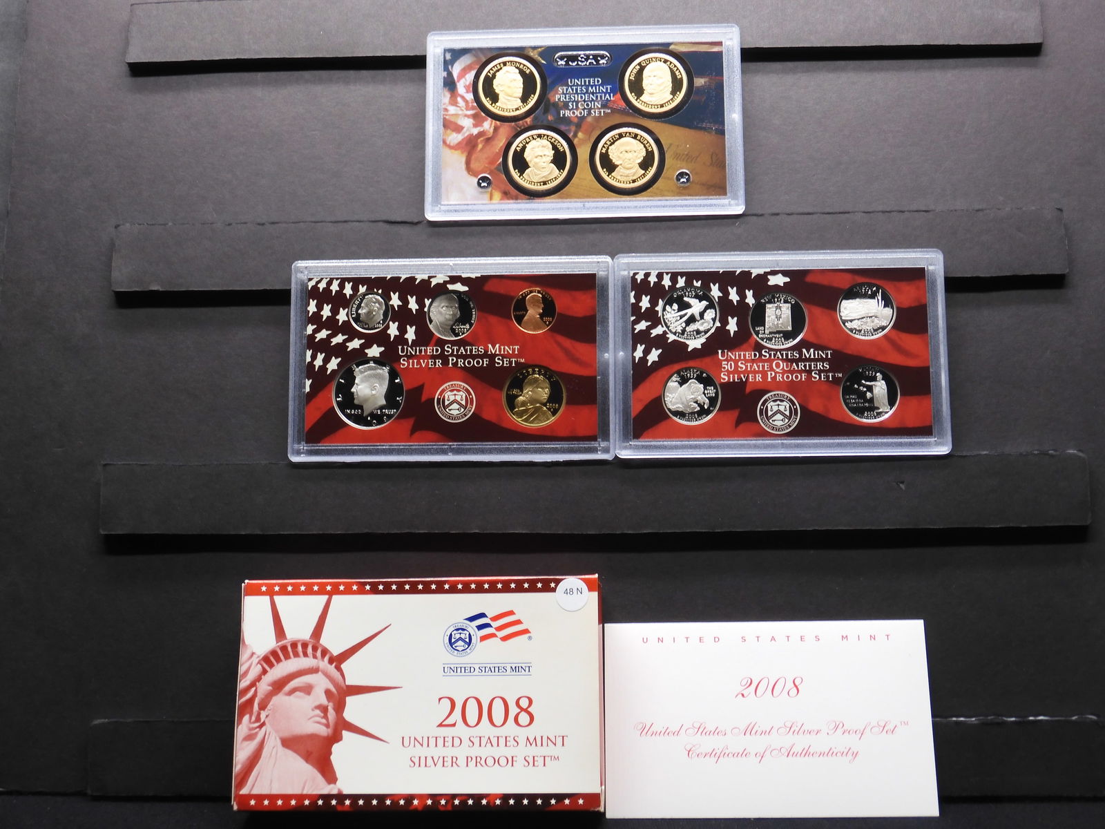 2008-S United States 14-Coin SILVER Proof Set With Original Gov't Packaging & COA.  Includes 4 (1 of 8)