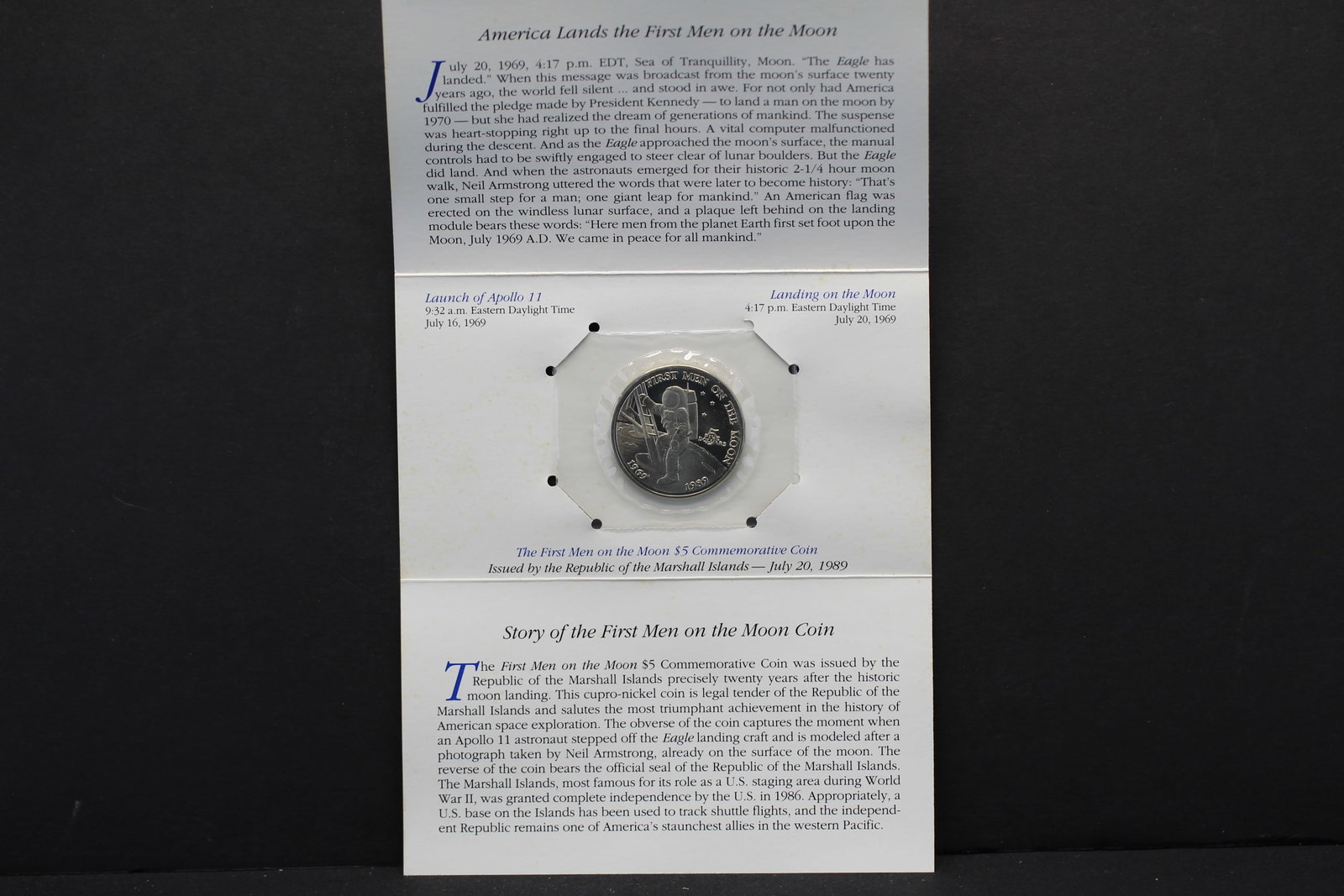 Republic of the Marshall Islands First Men on the Moon $5 Commemorative Coin: Republic of the Marshall Islands First Men on the Moon $5 Commemorative Coin